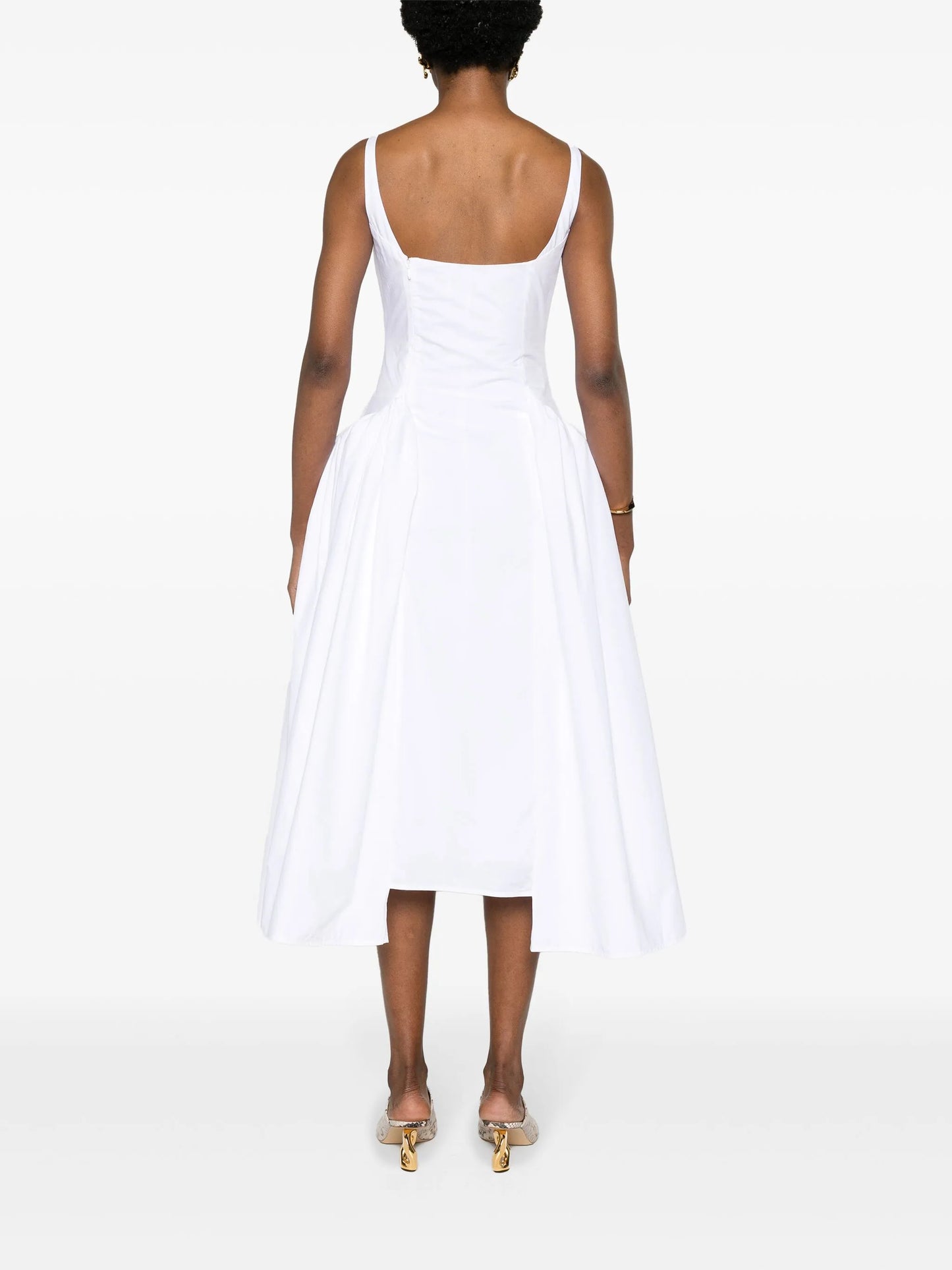 Vezile draped-panels poplin dress
