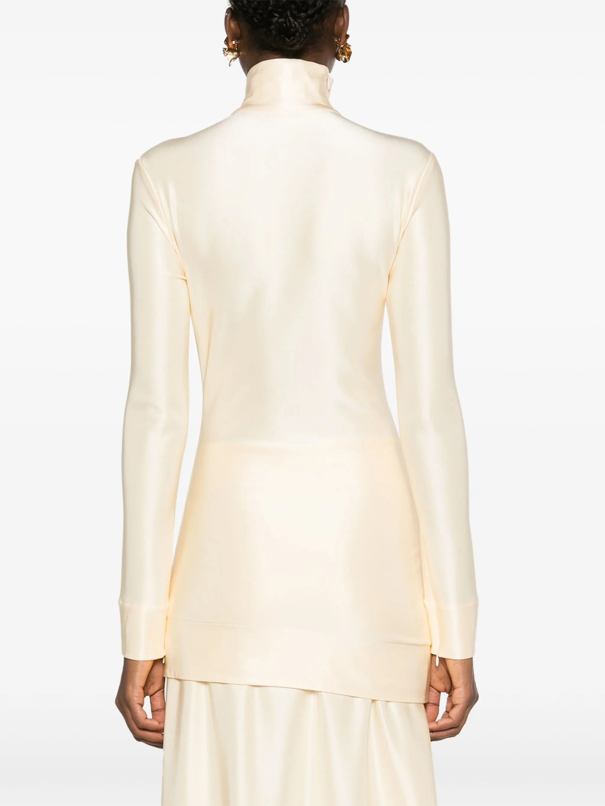 zip-up high-neck T-shirt