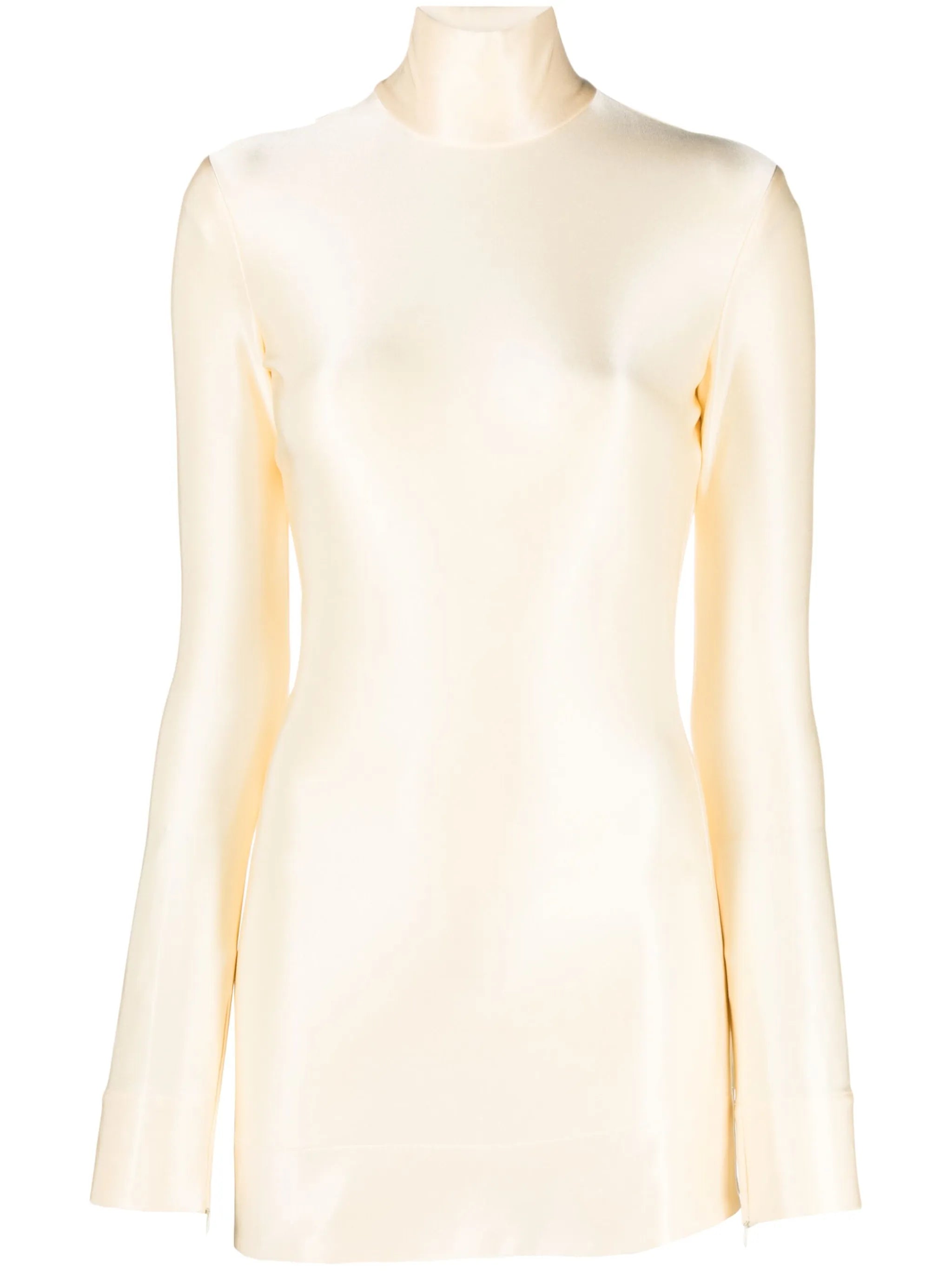 zip-up high-neck T-shirt