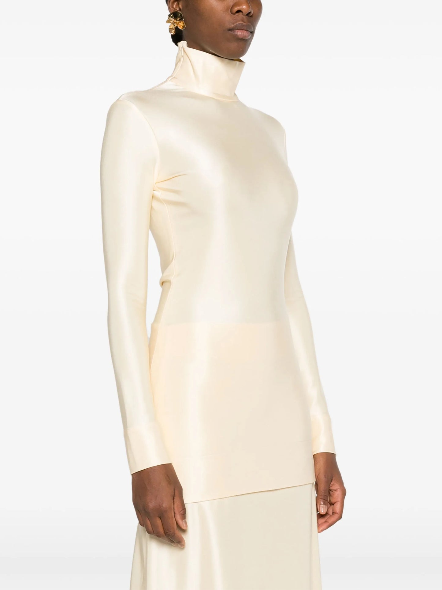 zip-up high-neck T-shirt