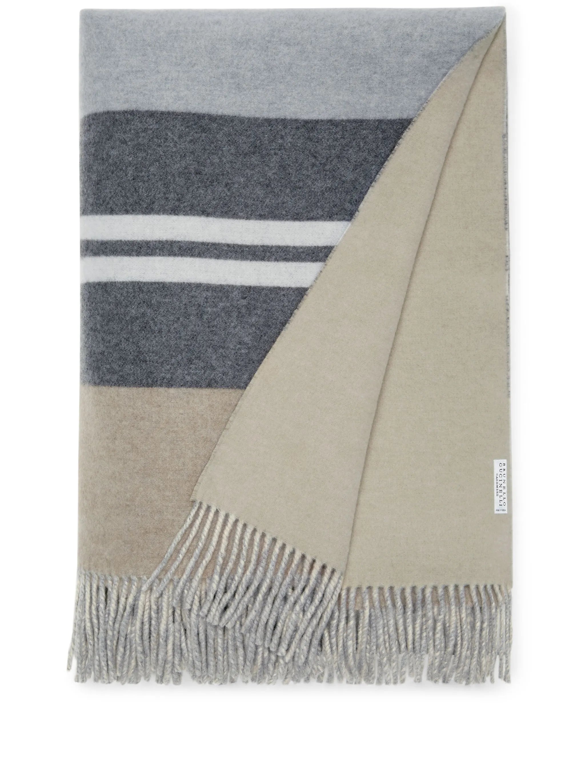 colour-block cashmere blanket