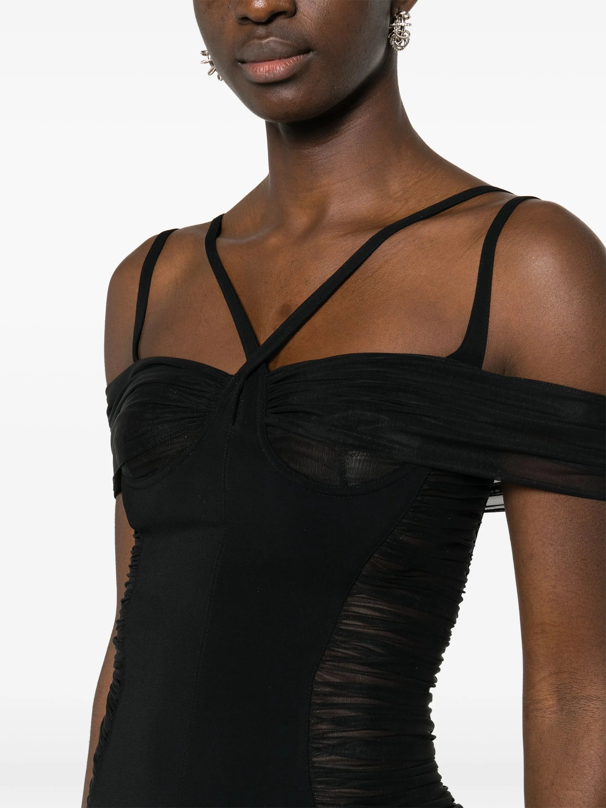 ruched panelled mini dress
