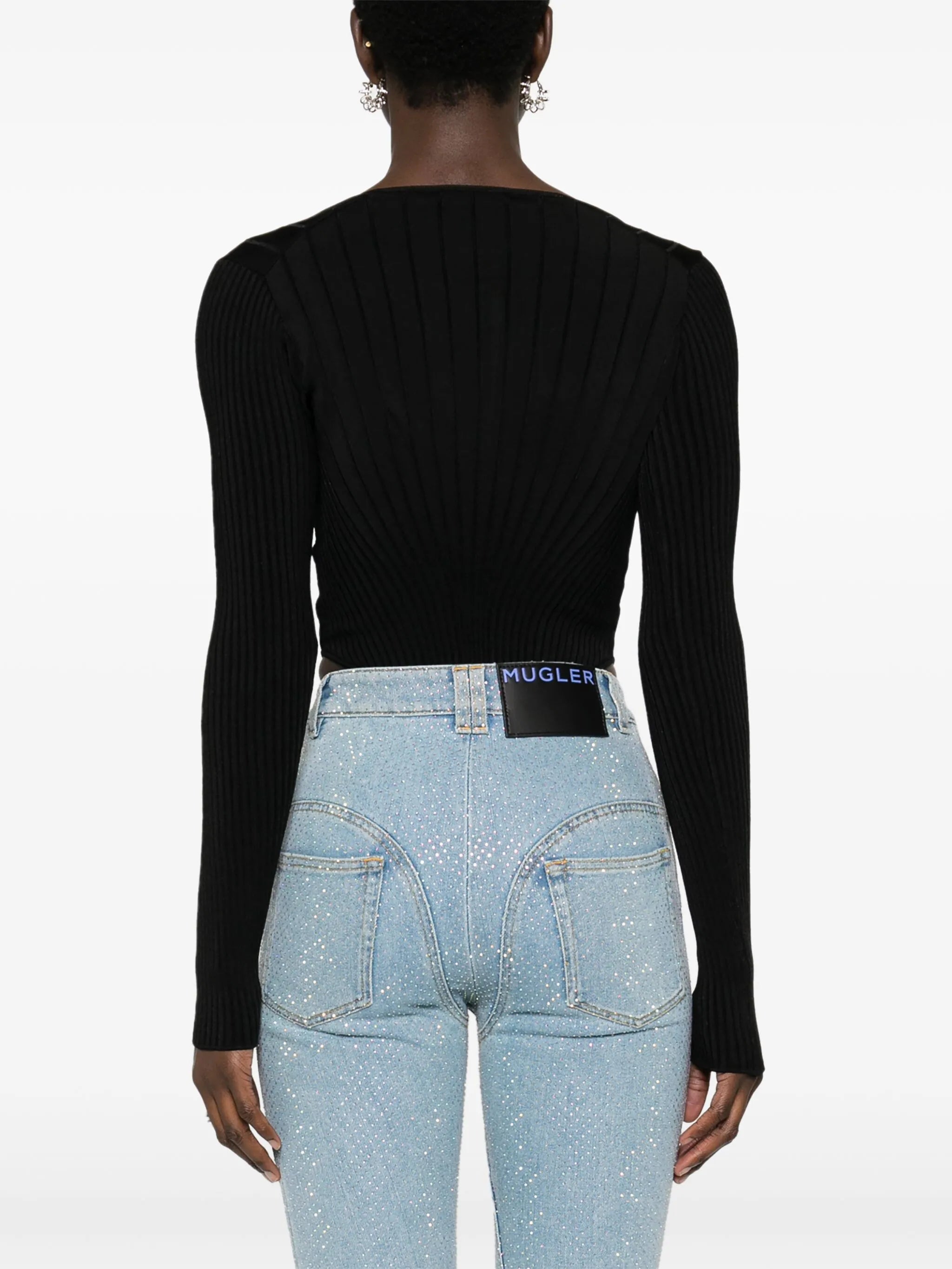 logo-plaque ribbed bodysuit