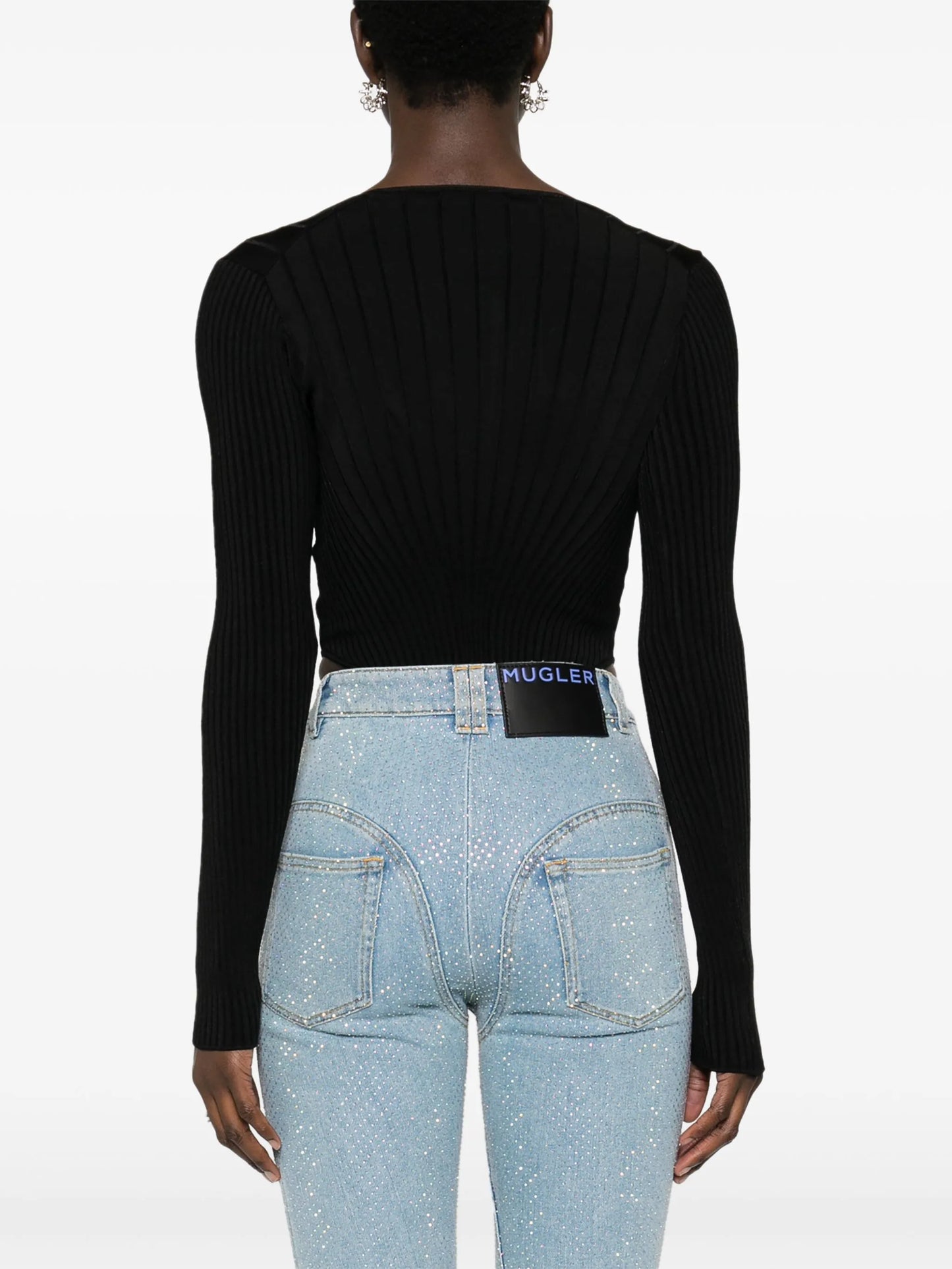 logo-plaque ribbed bodysuit