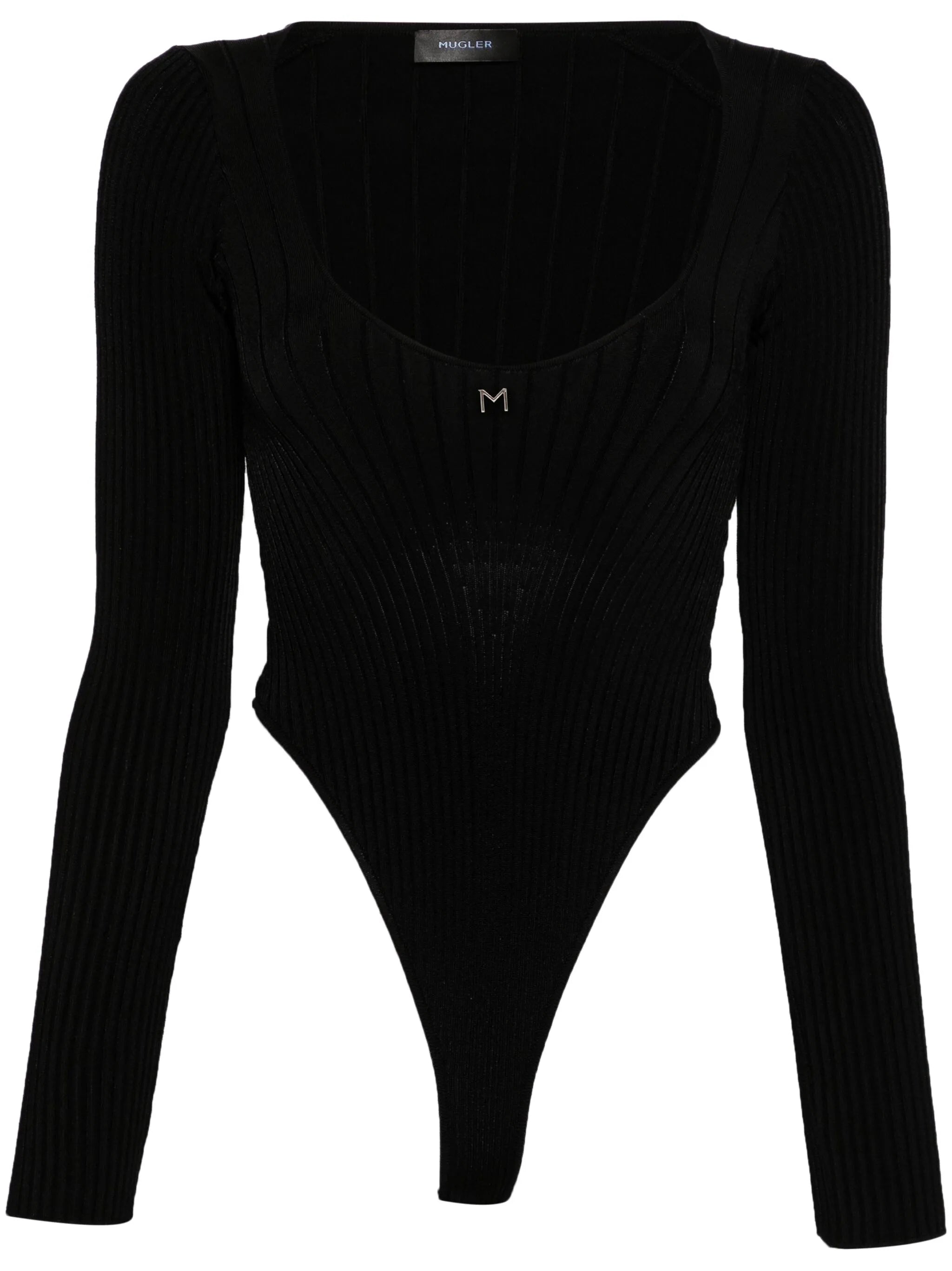 logo-plaque ribbed bodysuit