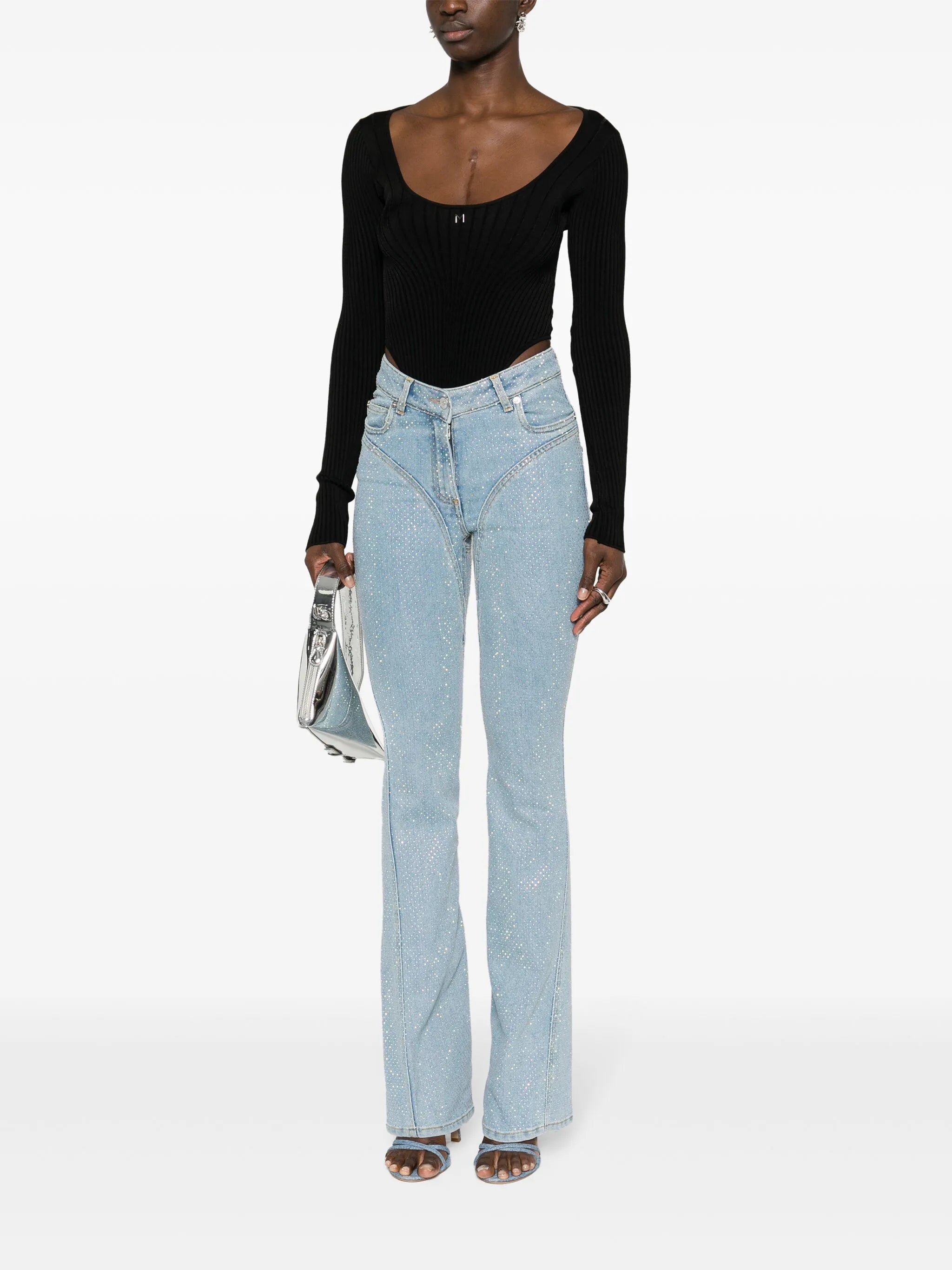 logo-plaque ribbed bodysuit