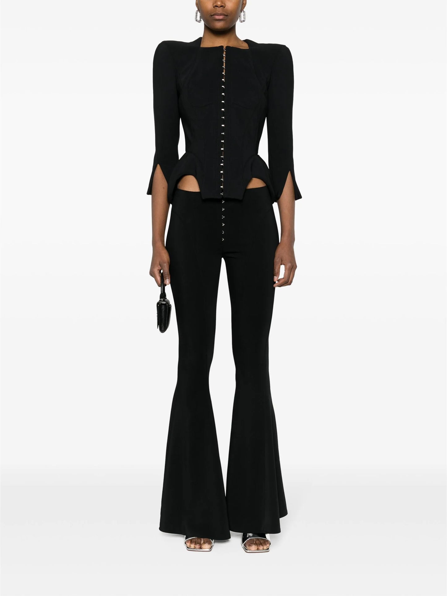 cut-out detailing flared trousers