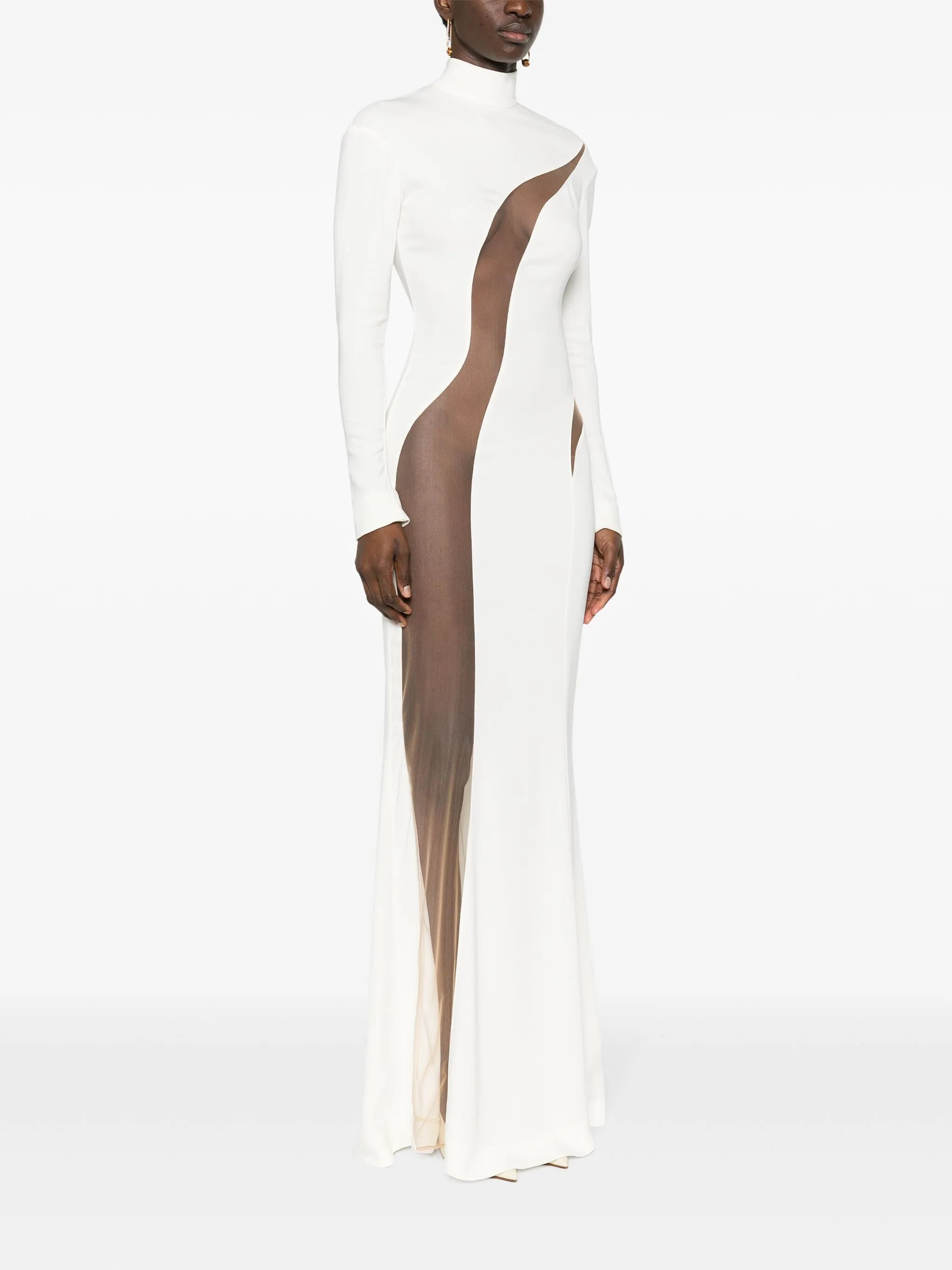 mesh-panelling maxi dress