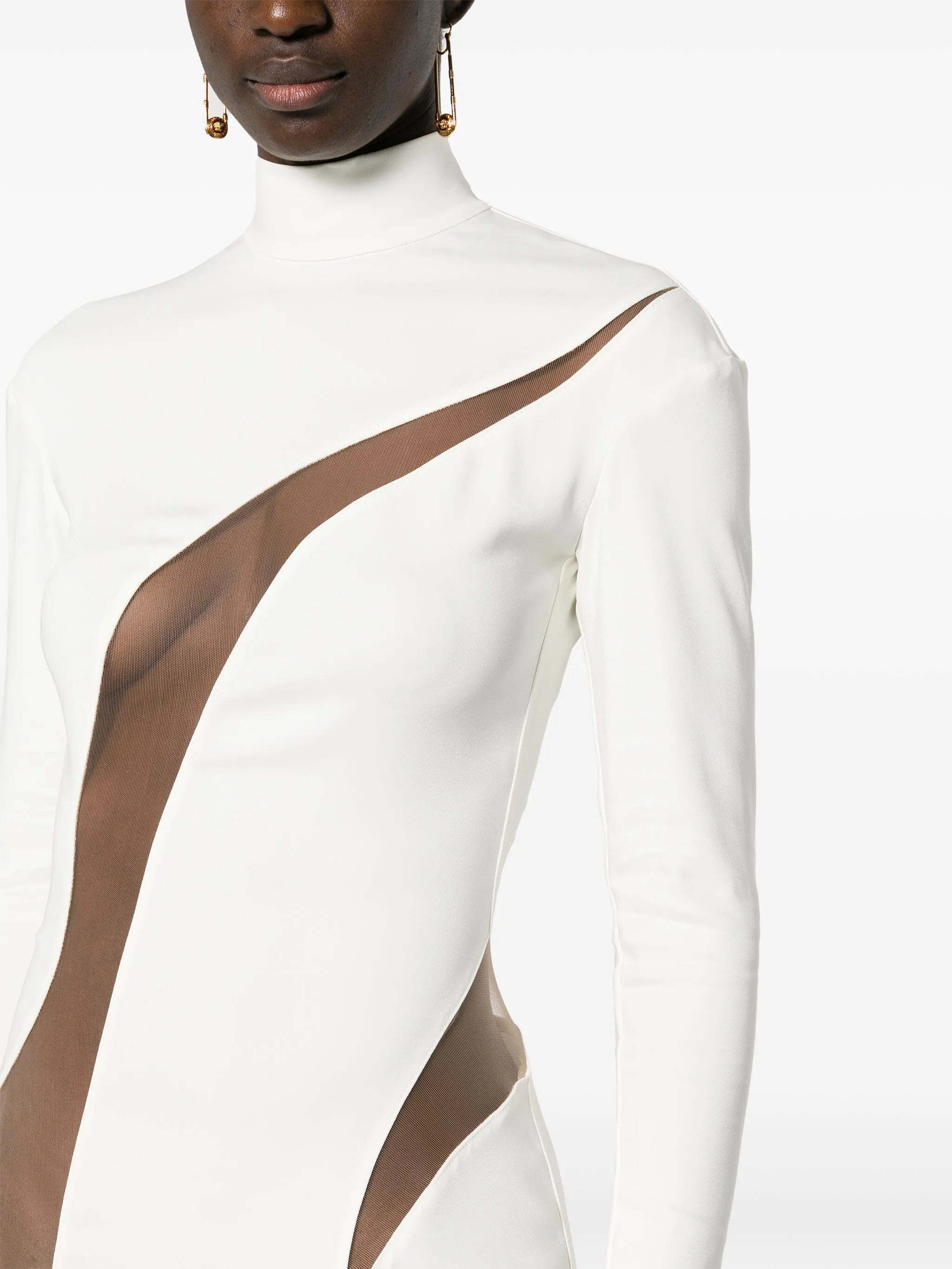 mesh-panelling maxi dress