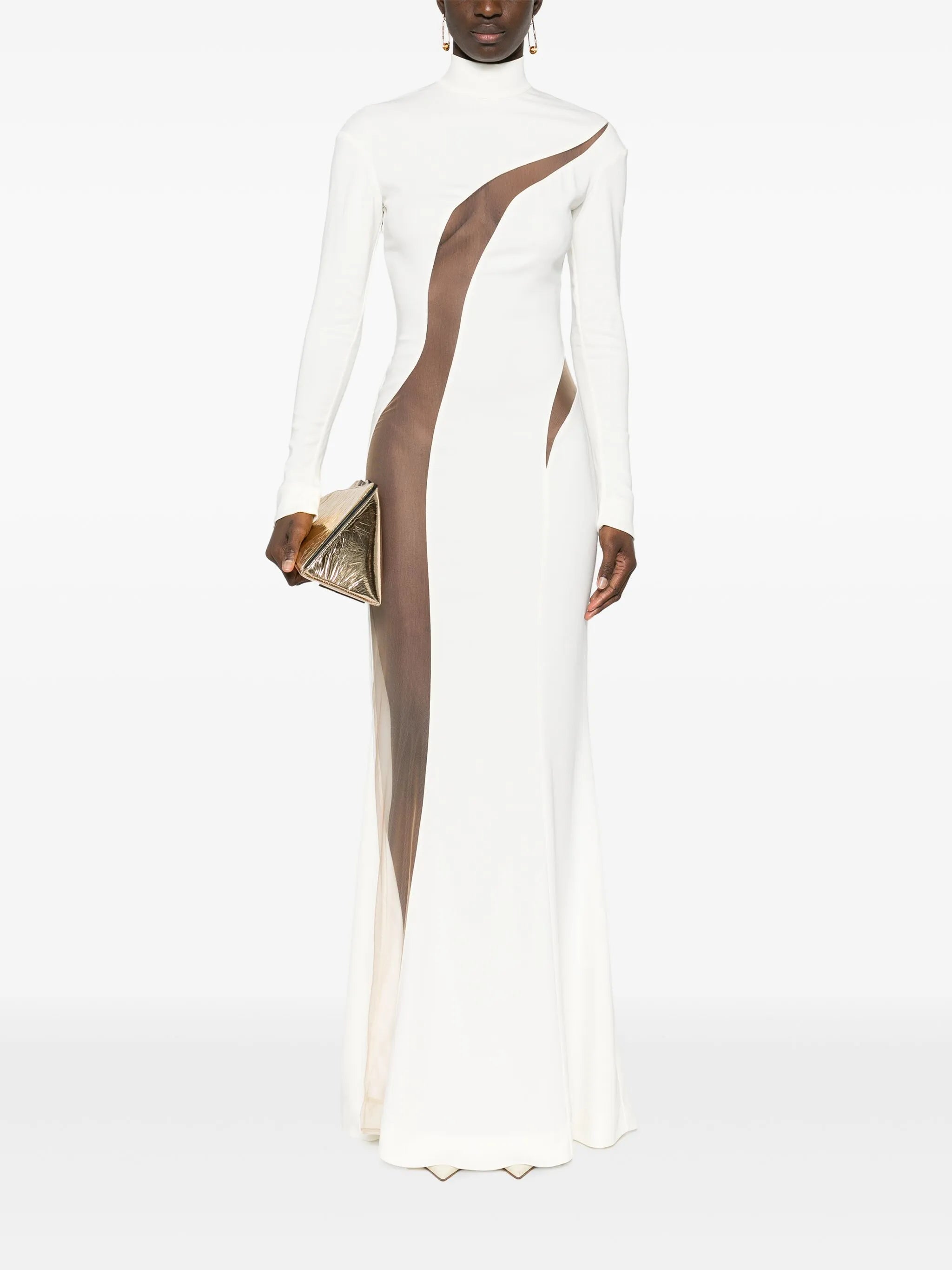 mesh-panelling maxi dress