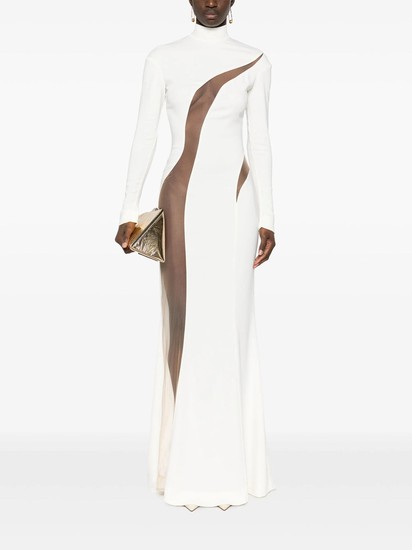mesh-panelling maxi dress