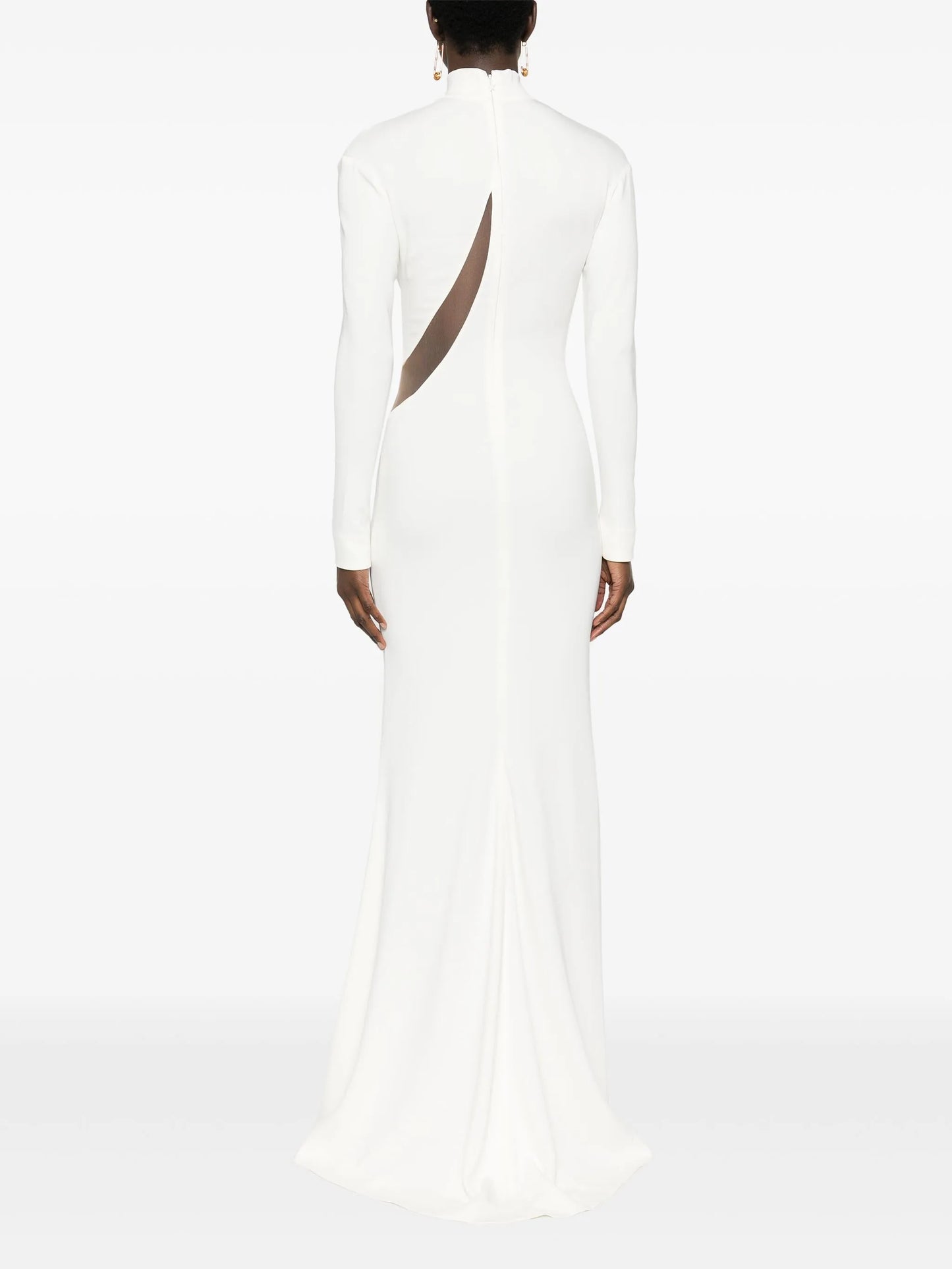 mesh-panelling maxi dress