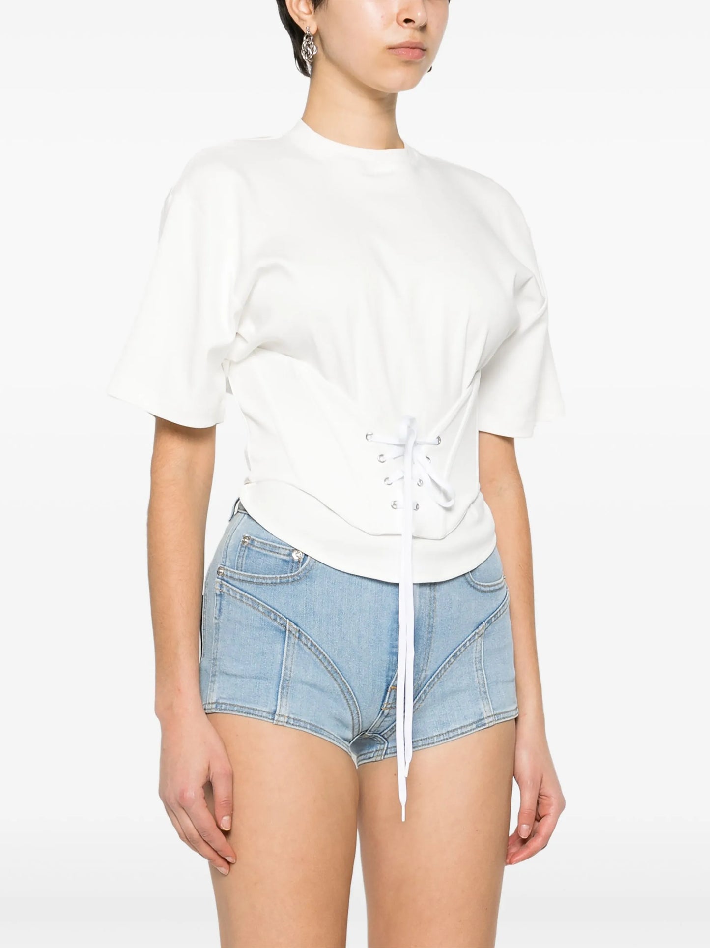 corset detail cotton T-shirt