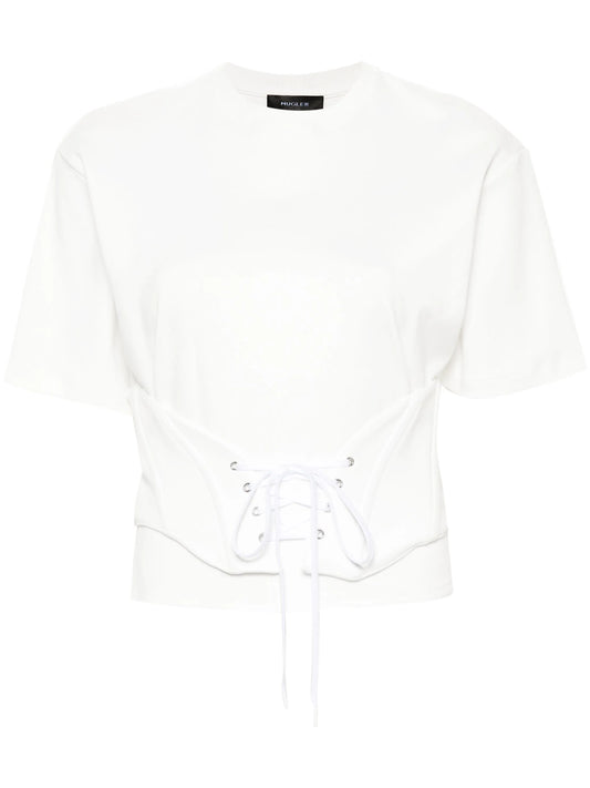 corset detail cotton T-shirt