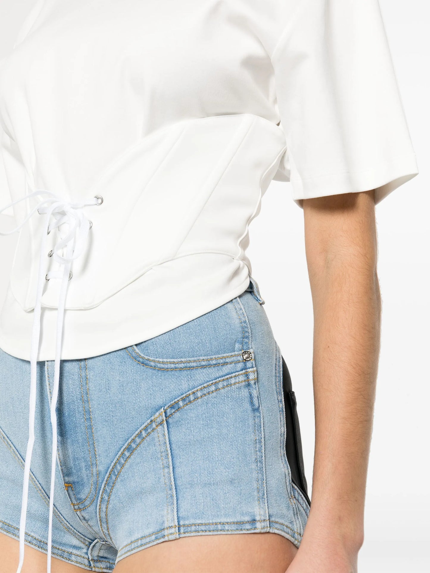 corset detail cotton T-shirt