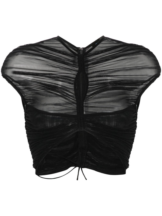 cropped mesh T-shirt