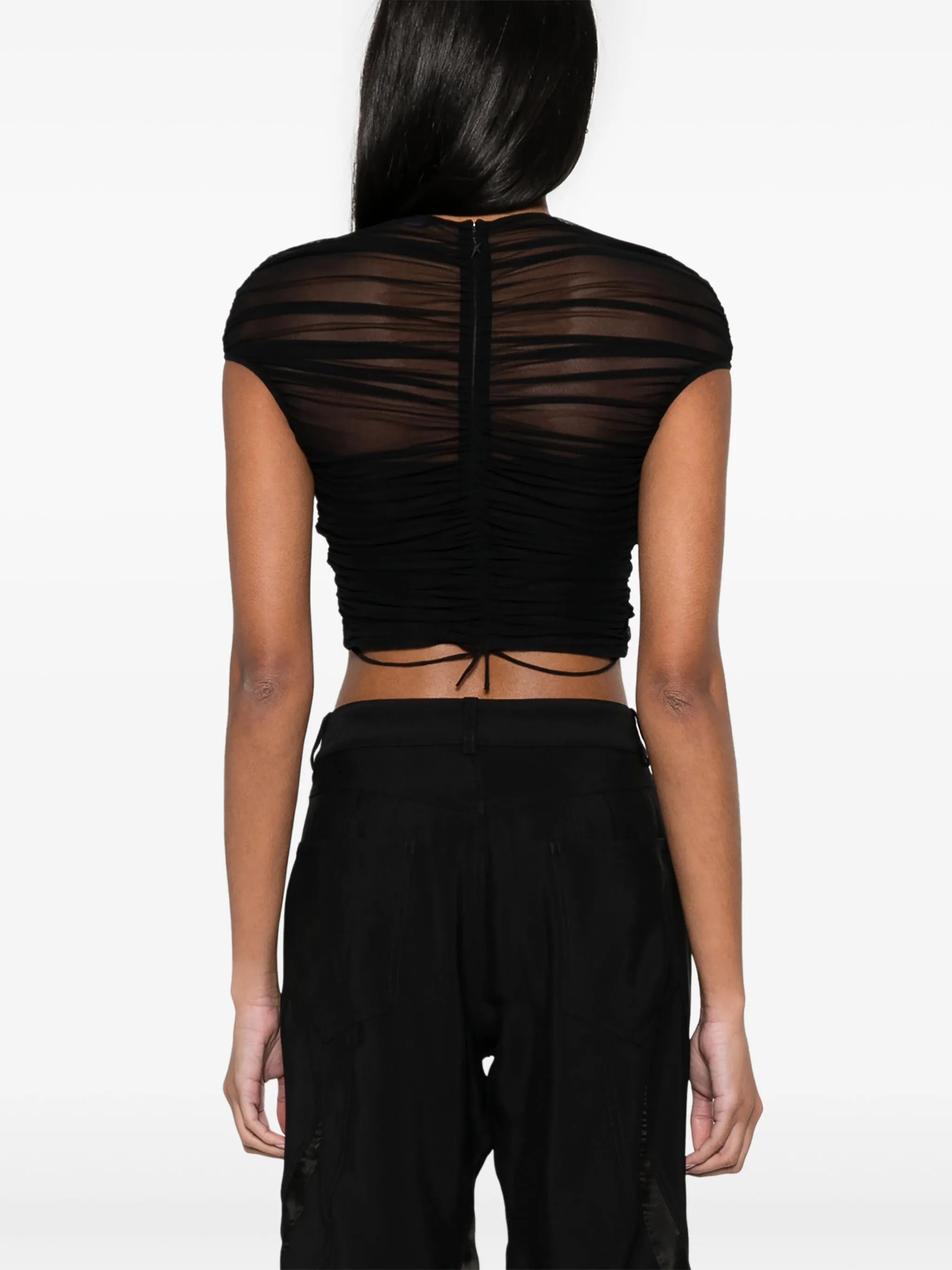 cropped mesh T-shirt