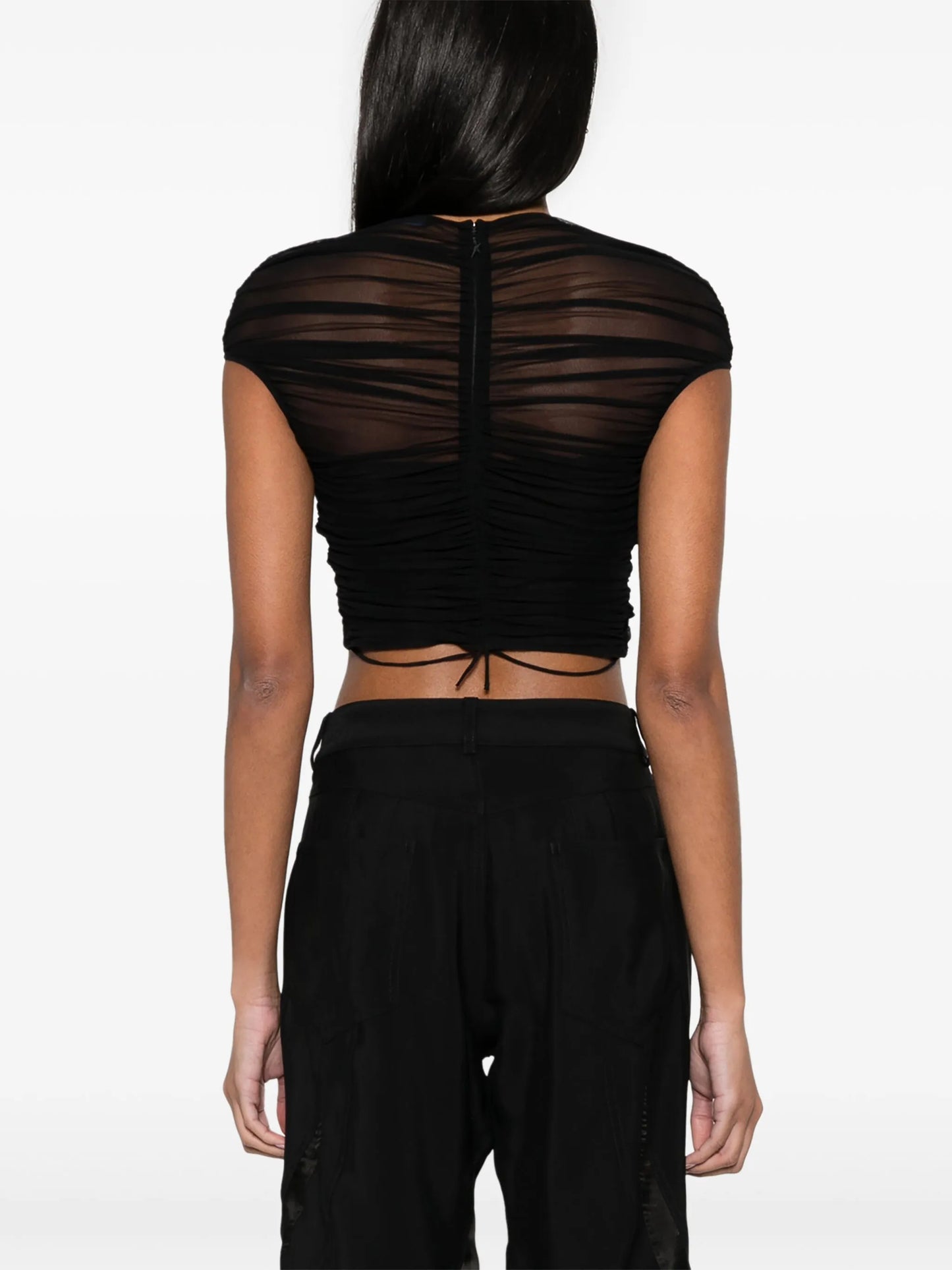 cropped mesh T-shirt