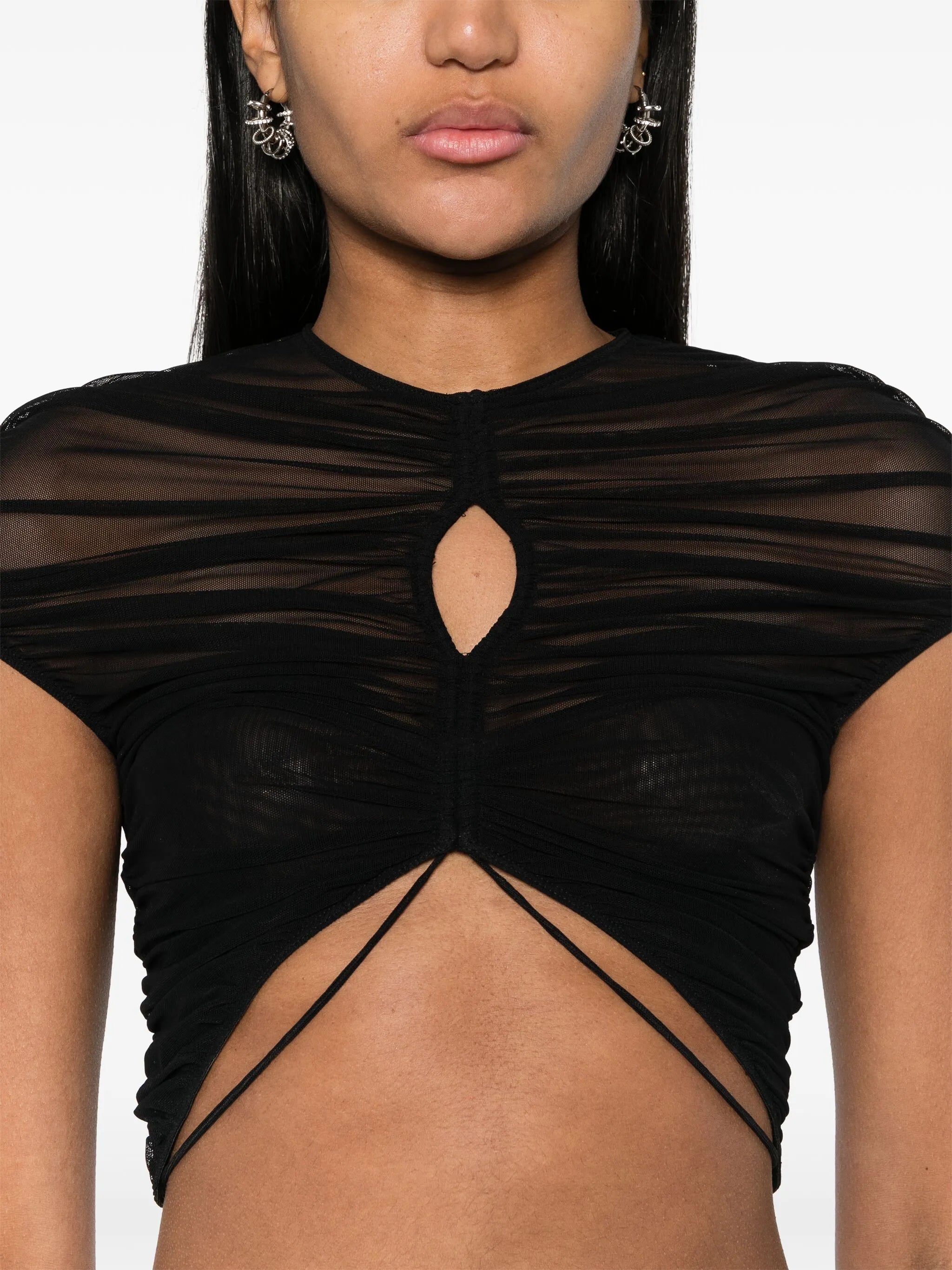 cropped mesh T-shirt