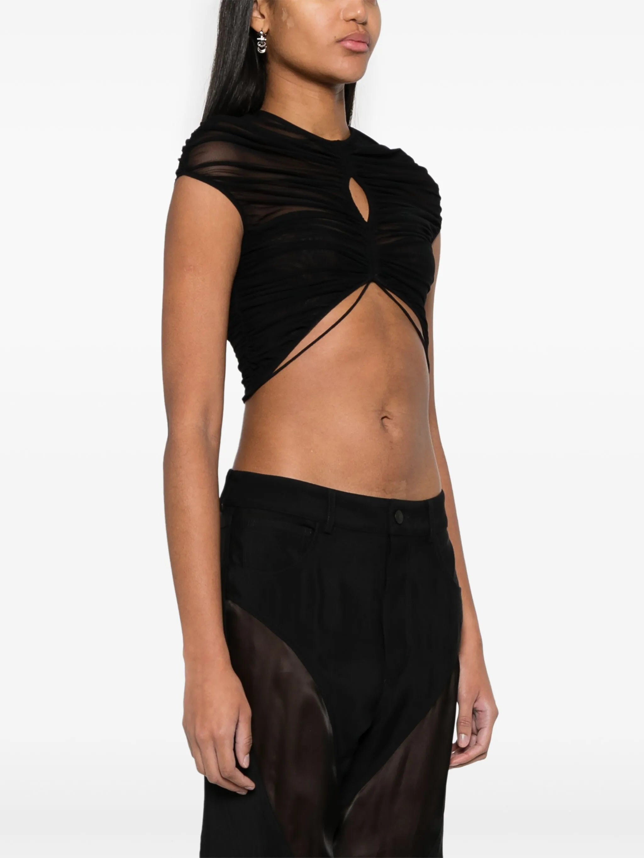 cropped mesh T-shirt