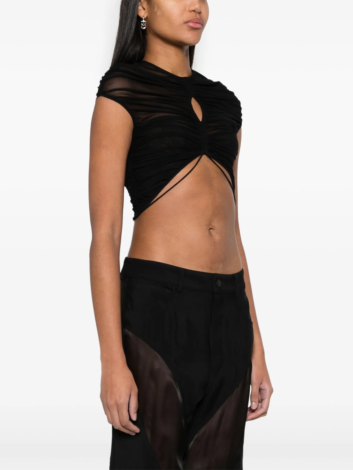 cropped mesh T-shirt
