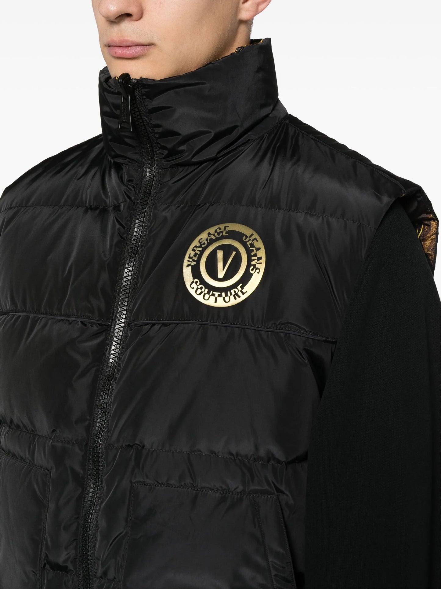 baroque-print reversible padded gilet