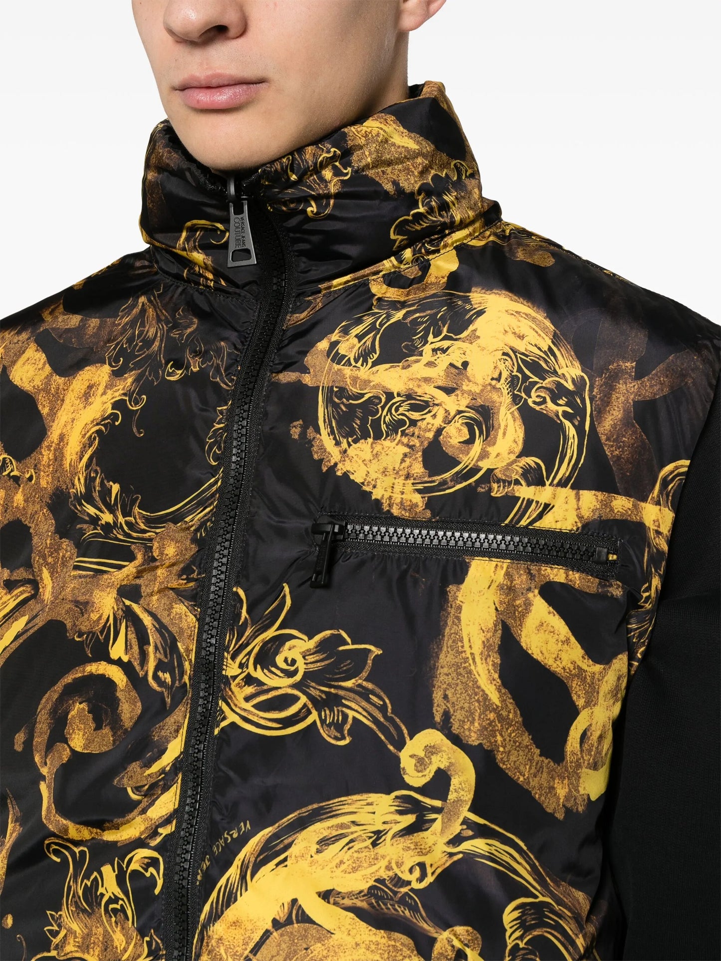 baroque-print reversible padded gilet