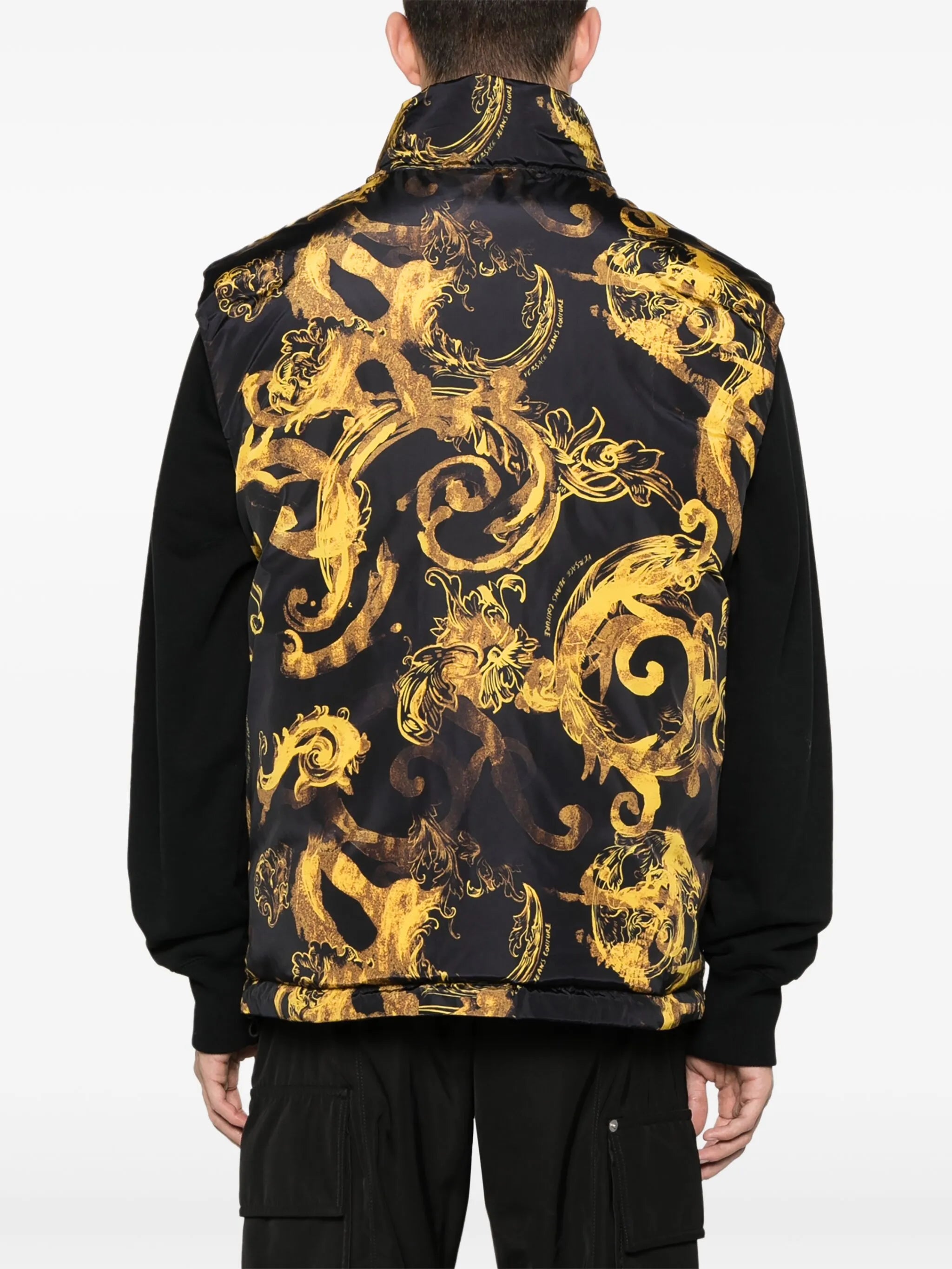 baroque-print reversible padded gilet