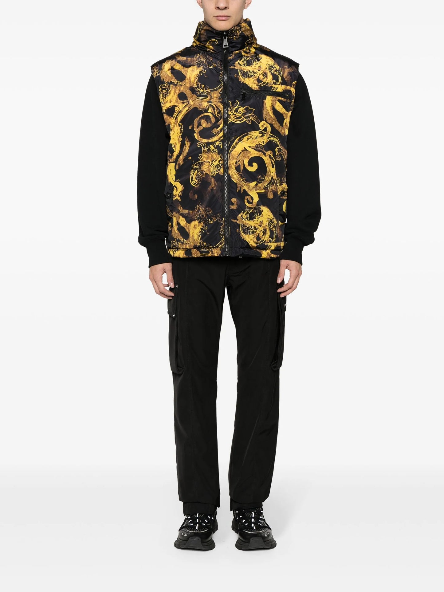 baroque-print reversible padded gilet