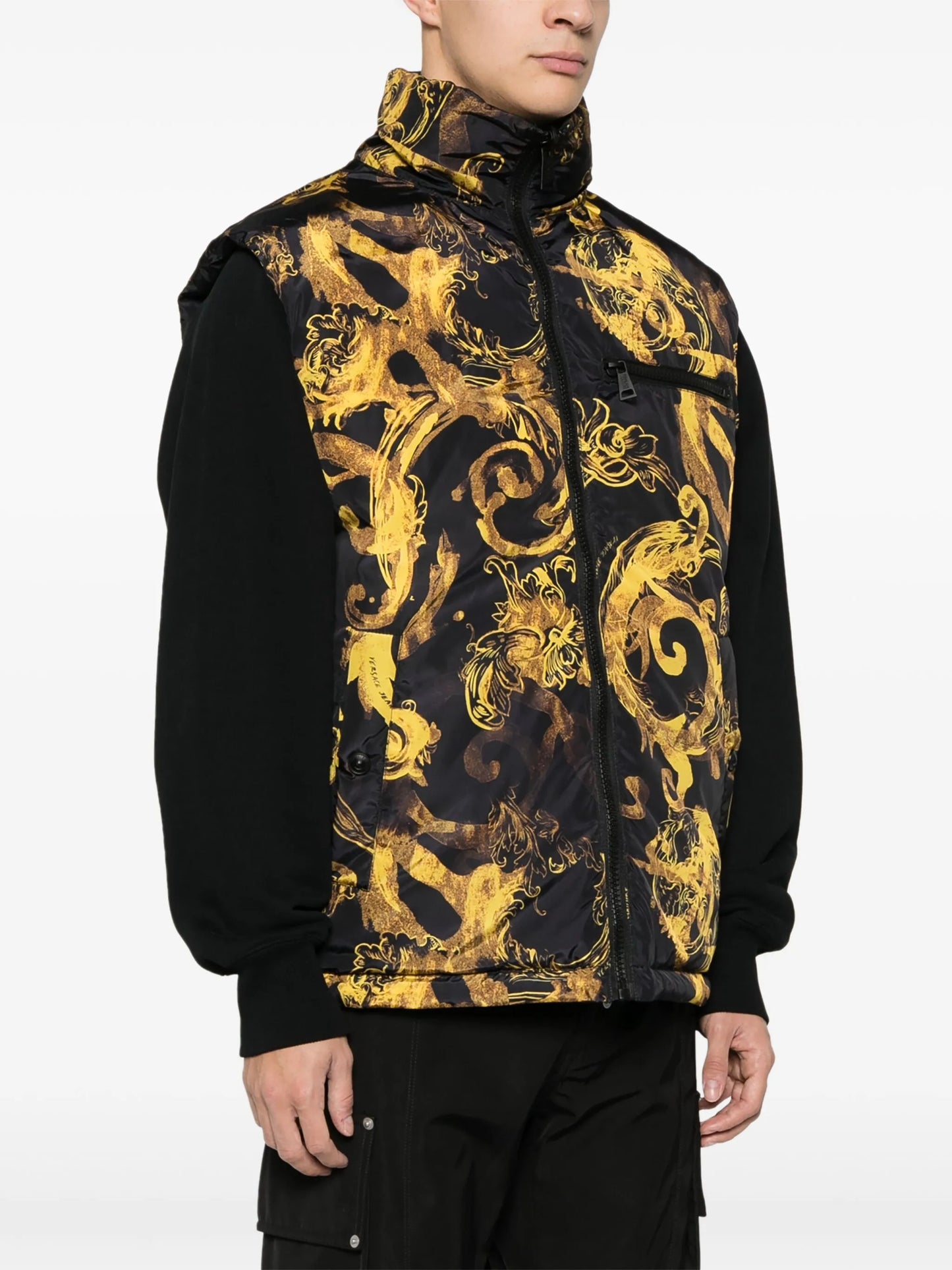baroque-print reversible padded gilet