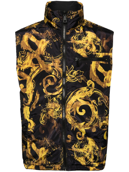 baroque-print reversible padded gilet