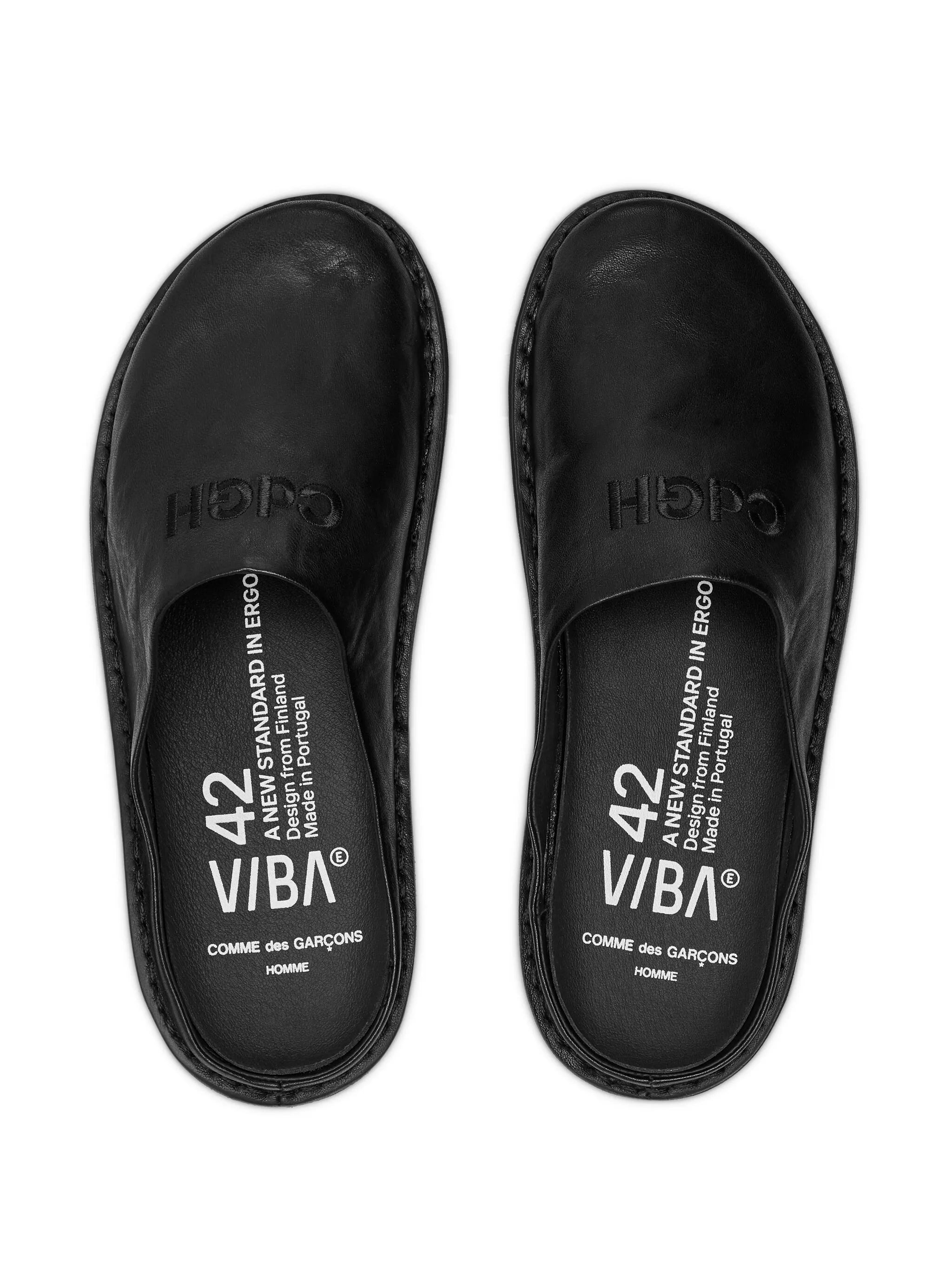logo-embroidered leather slippers
