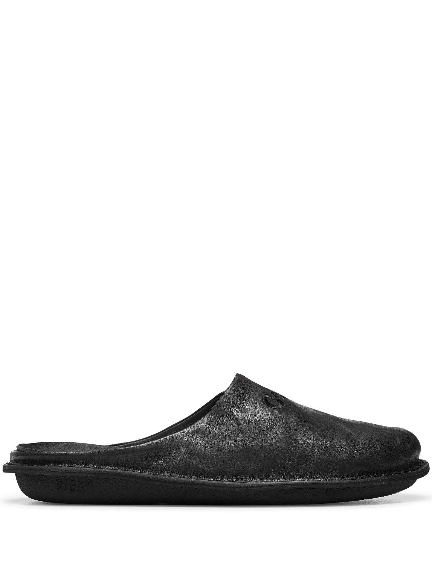 logo-embroidered leather slippers