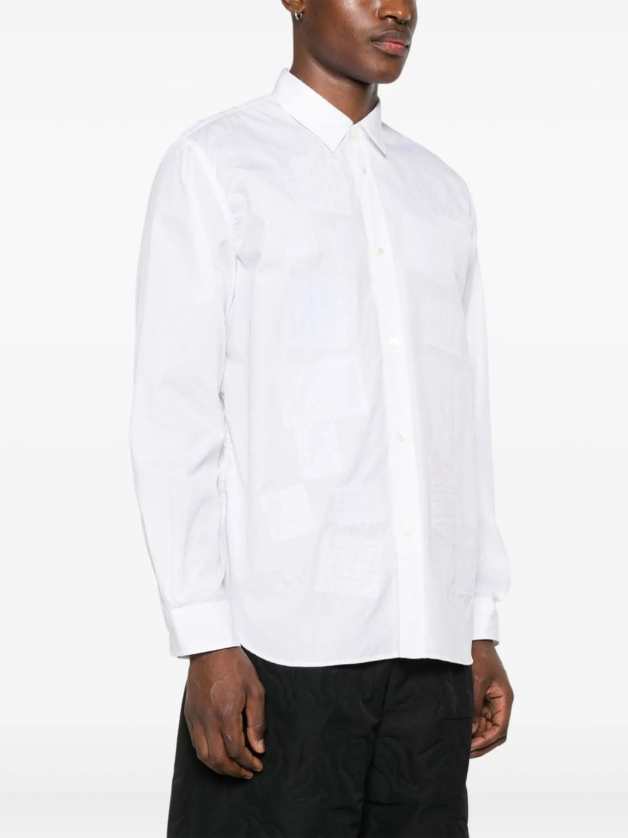 patchwork-detail cotton shirt