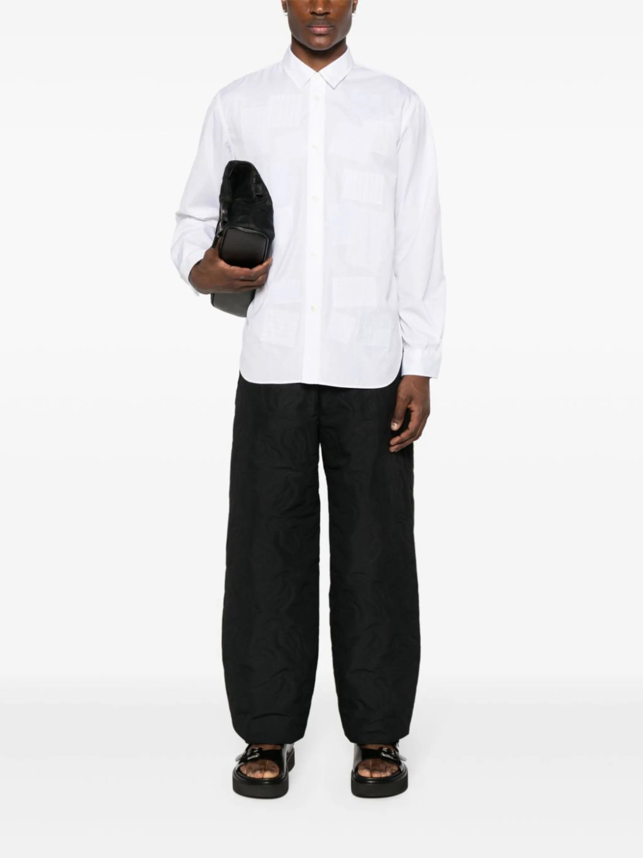 patchwork-detail cotton shirt