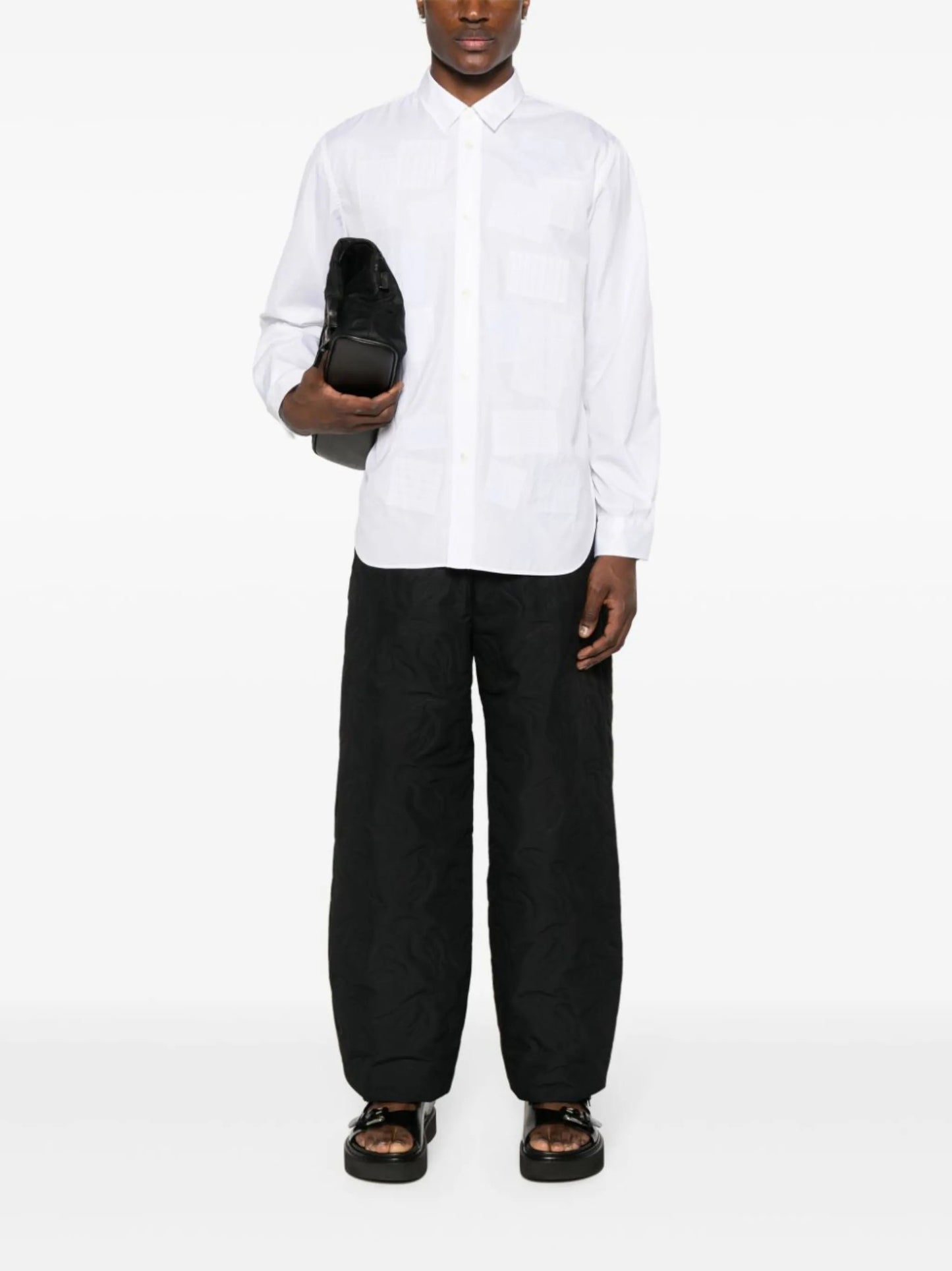 patchwork-detail cotton shirt