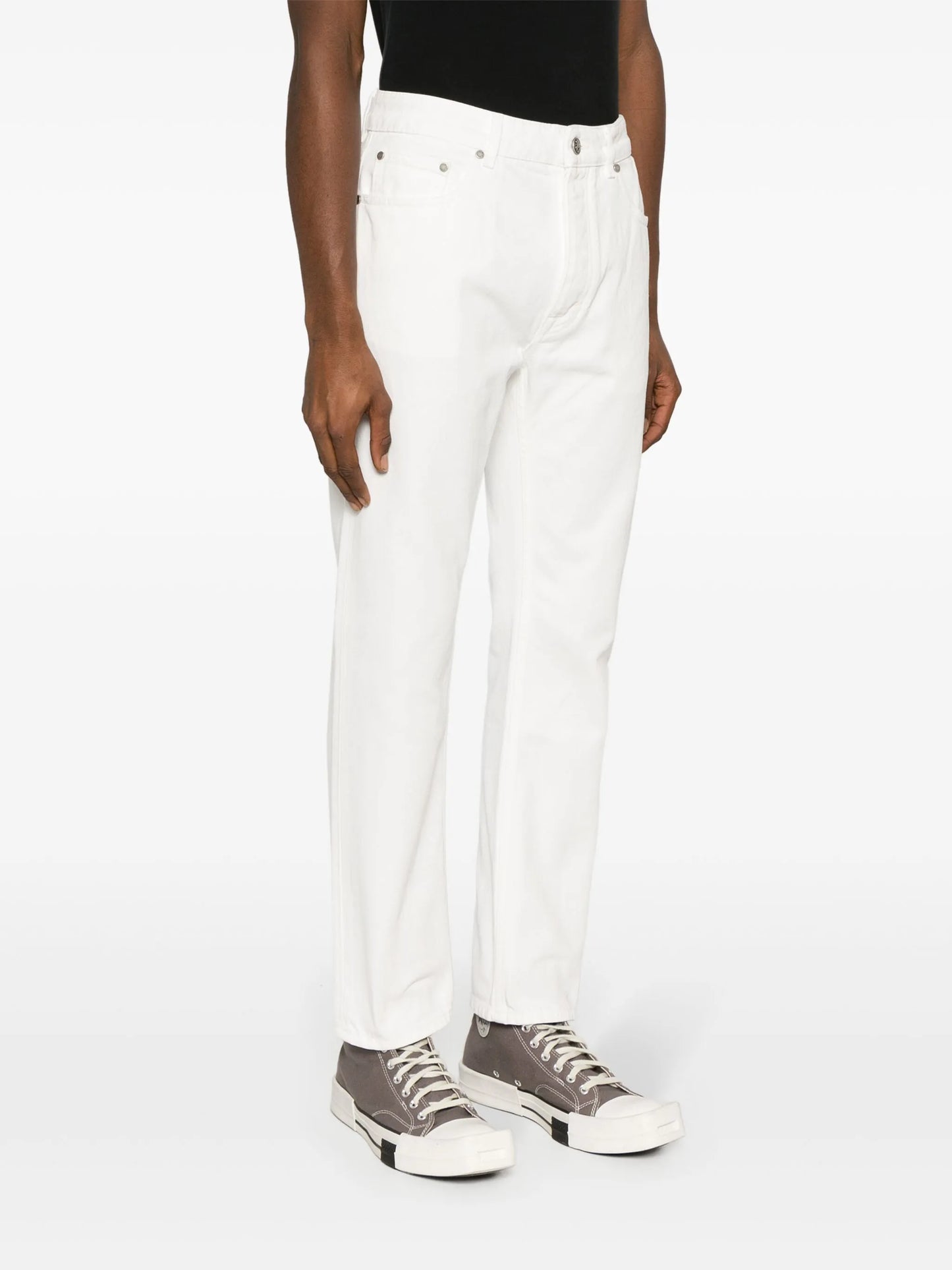 logo-embossed straight jeans