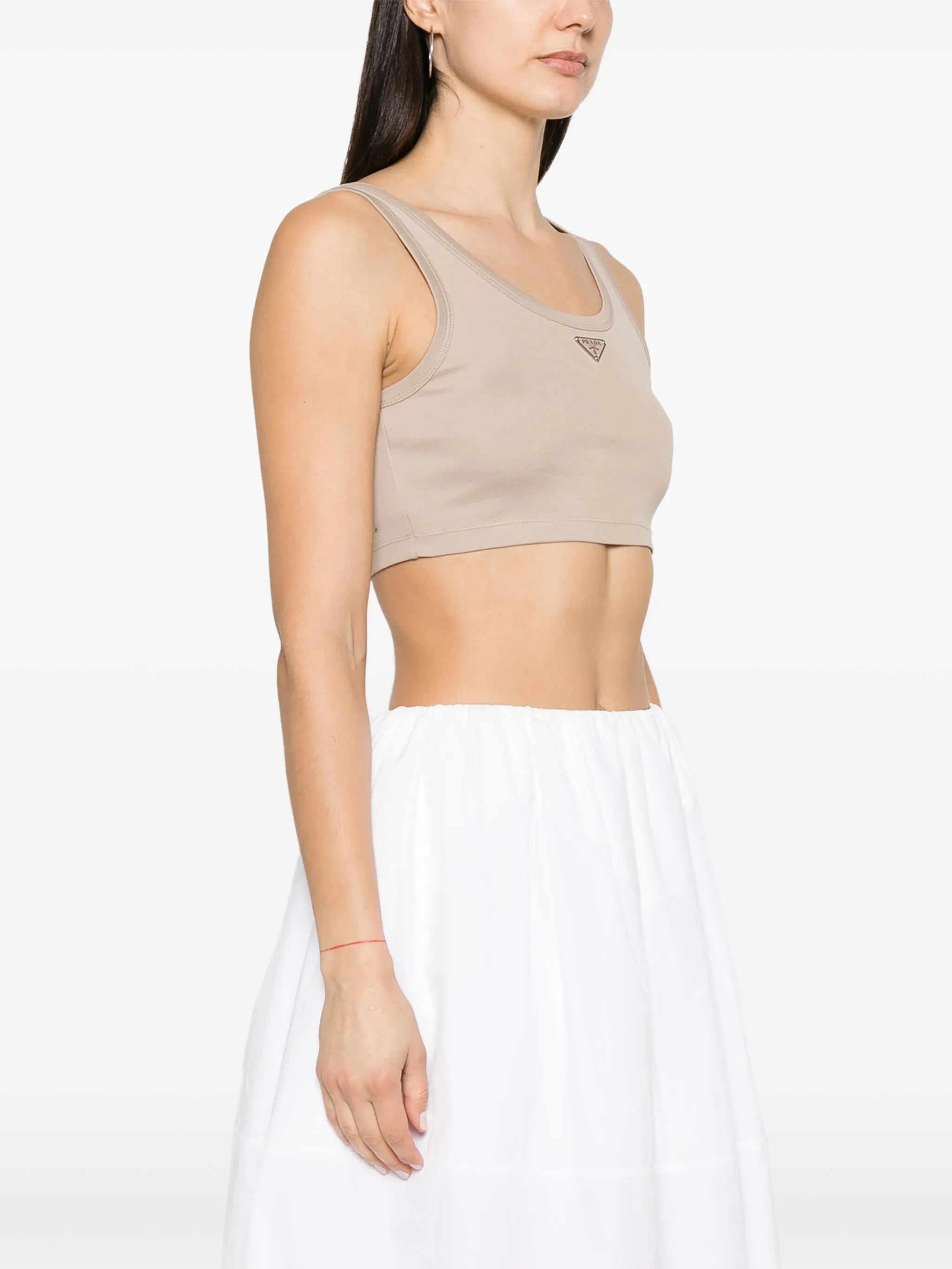 logo-plaque cotton tank top
