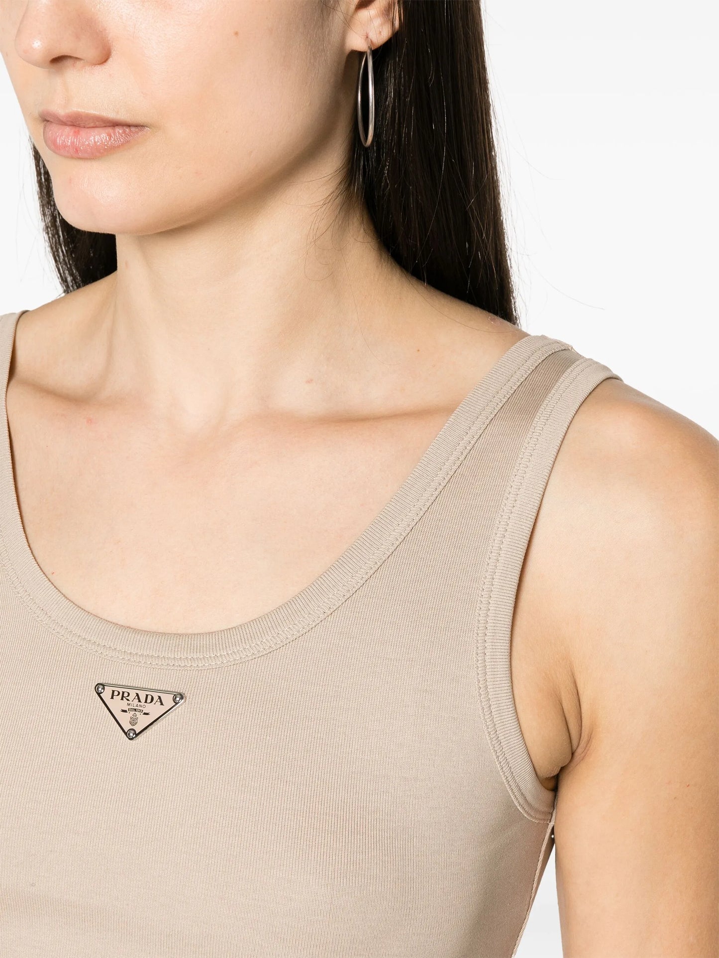 logo-plaque cotton tank top