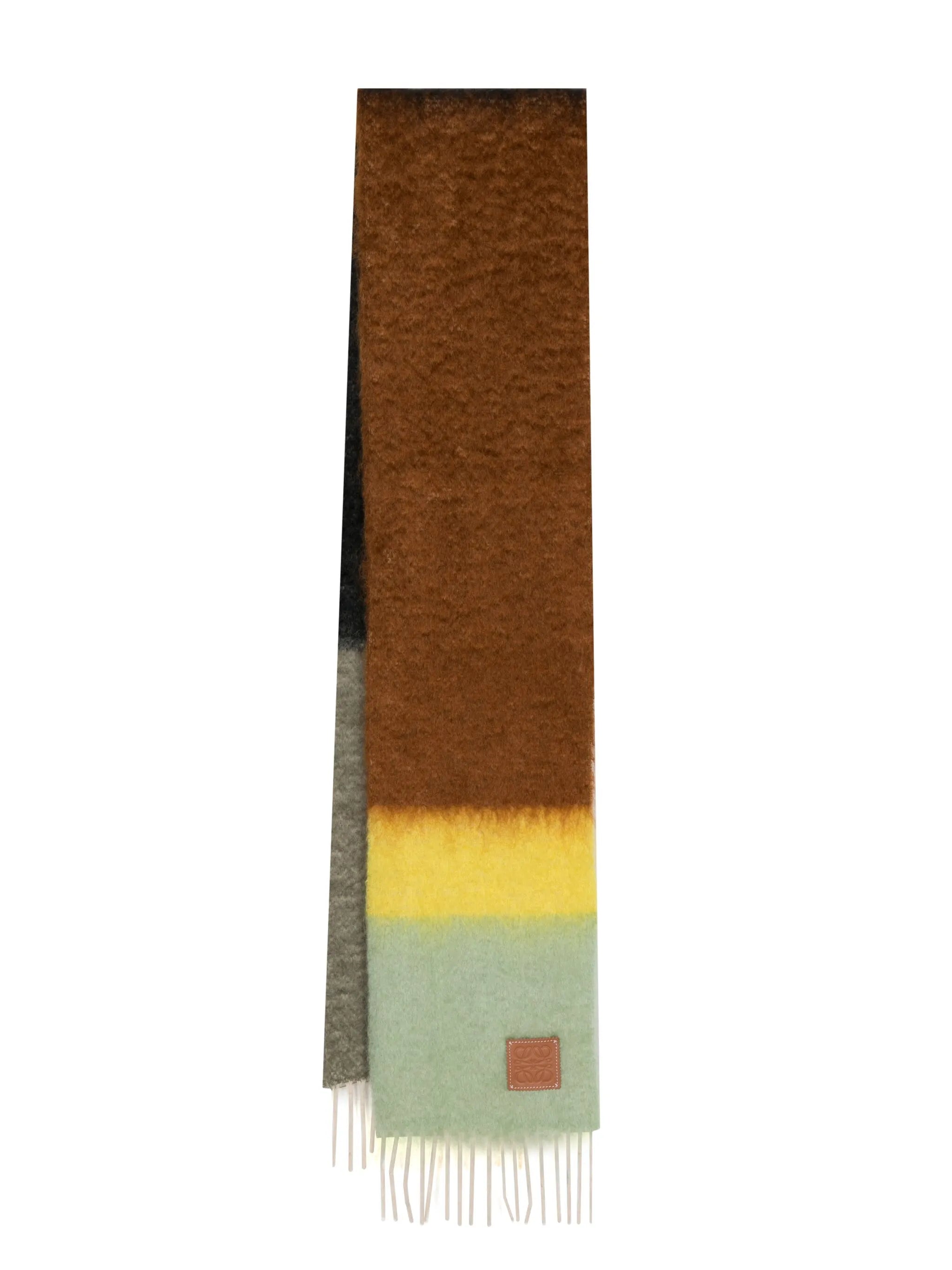 logo-patch striped brushed scarf