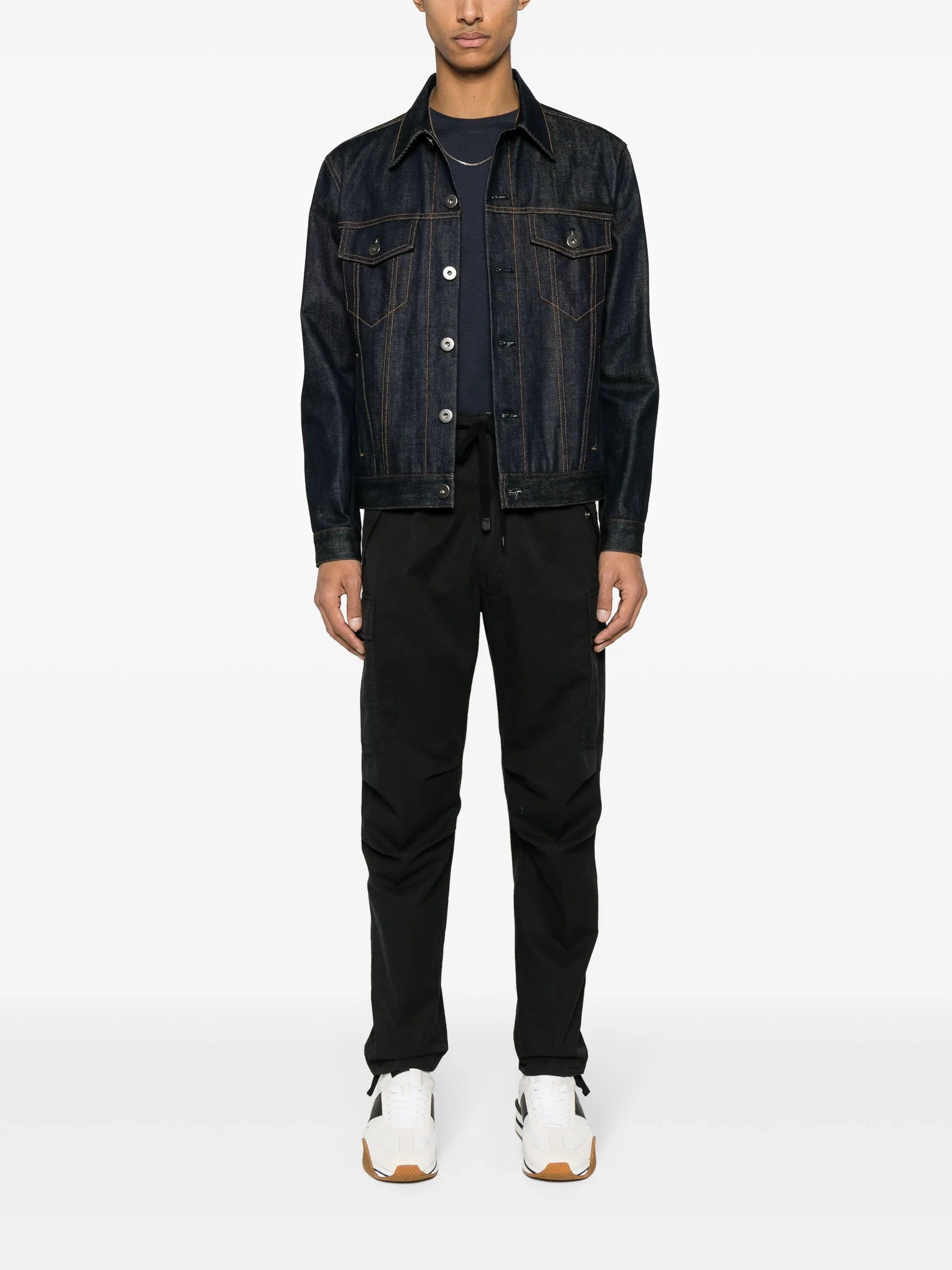 cargo-pockets twill trousers