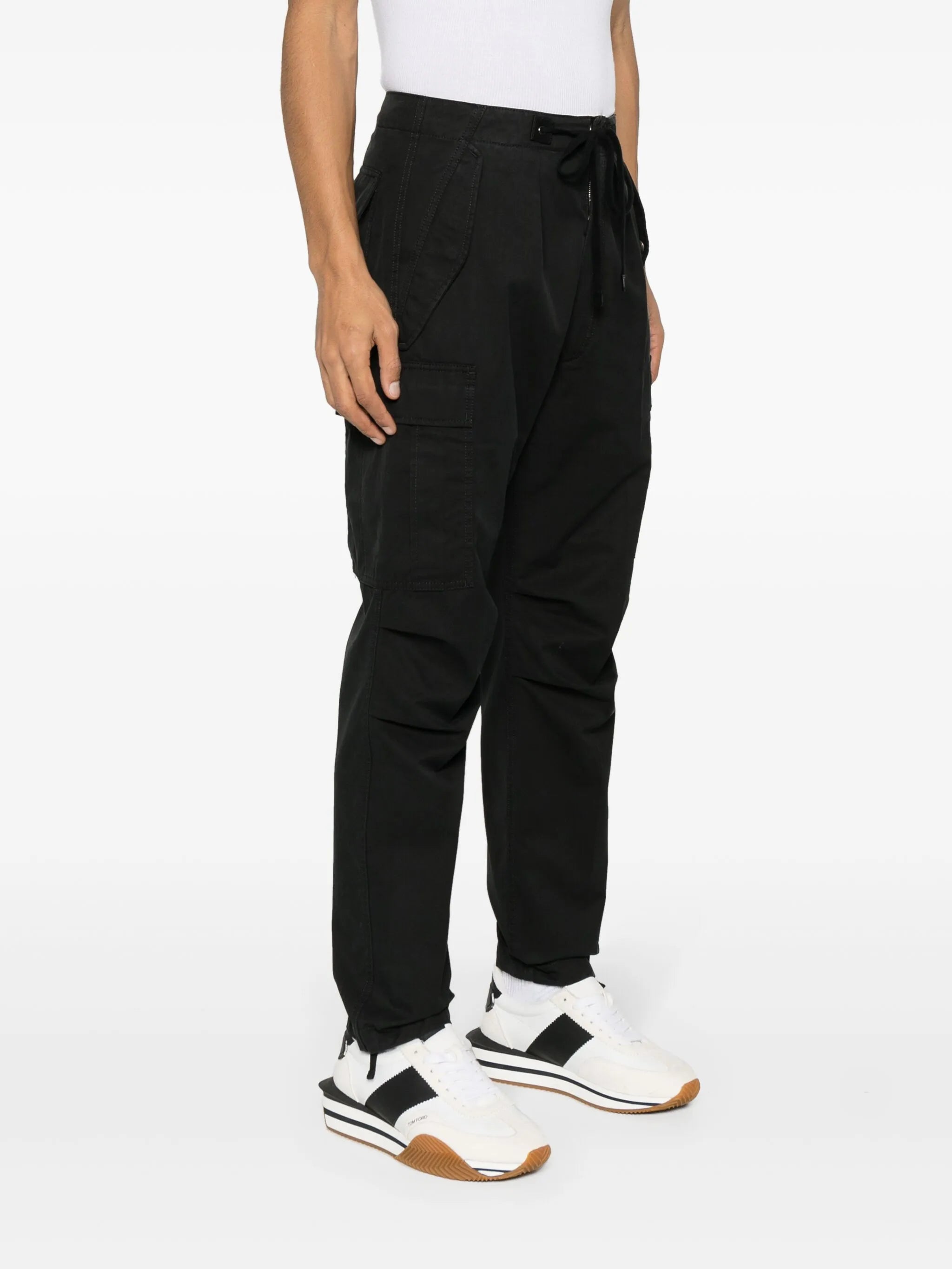 cargo-pockets twill trousers