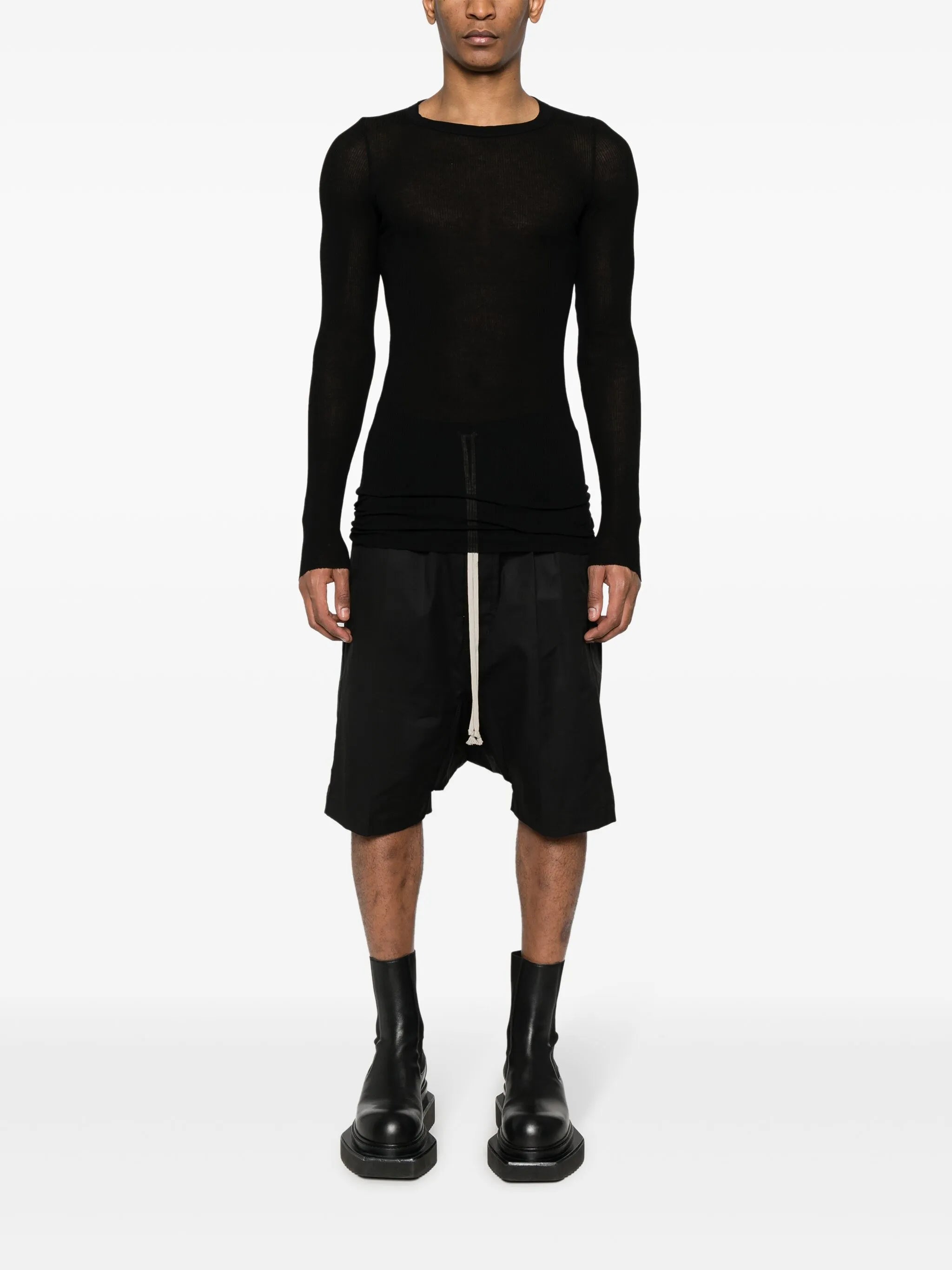 poplin drop-crotch shorts