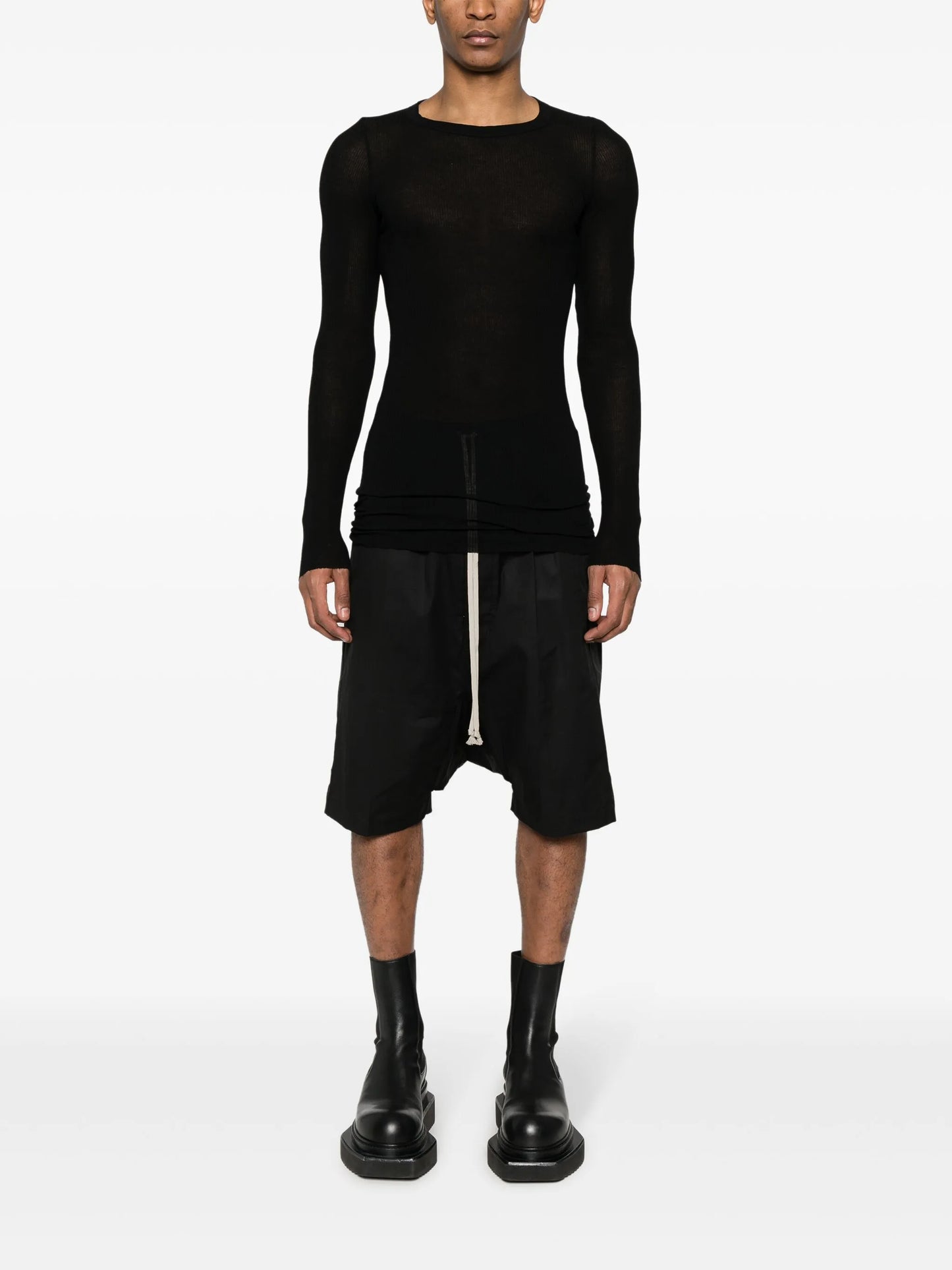 poplin drop-crotch shorts