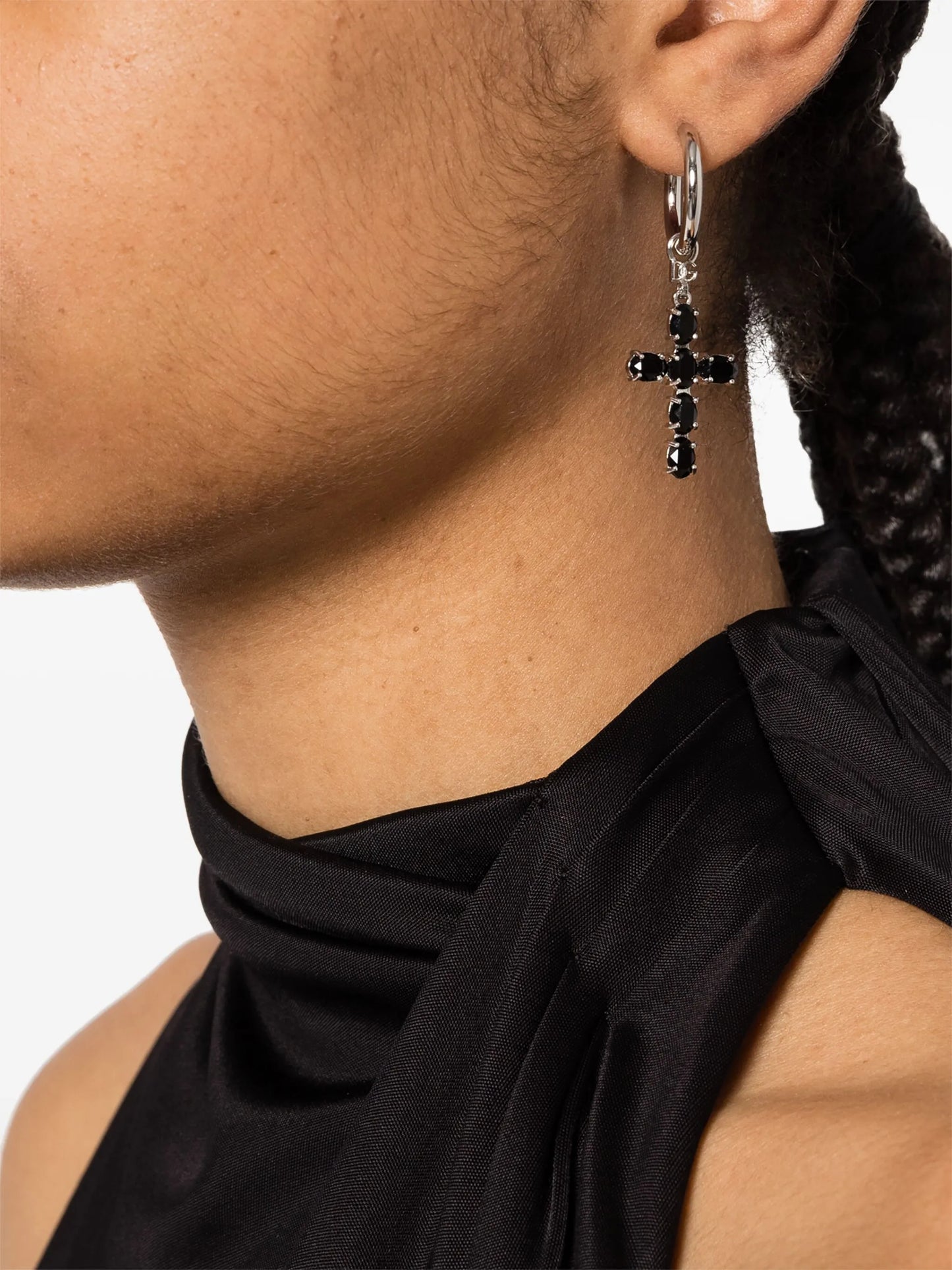 cross-charm hoop earrings