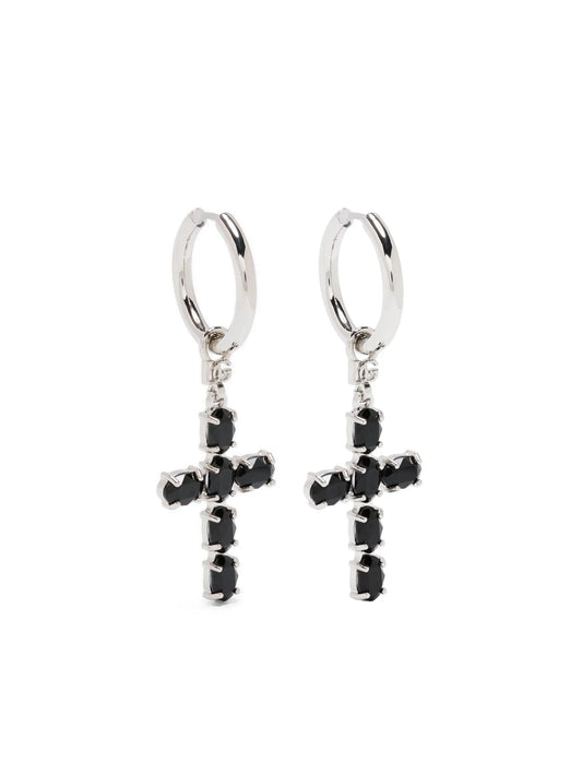 cross-charm hoop earrings