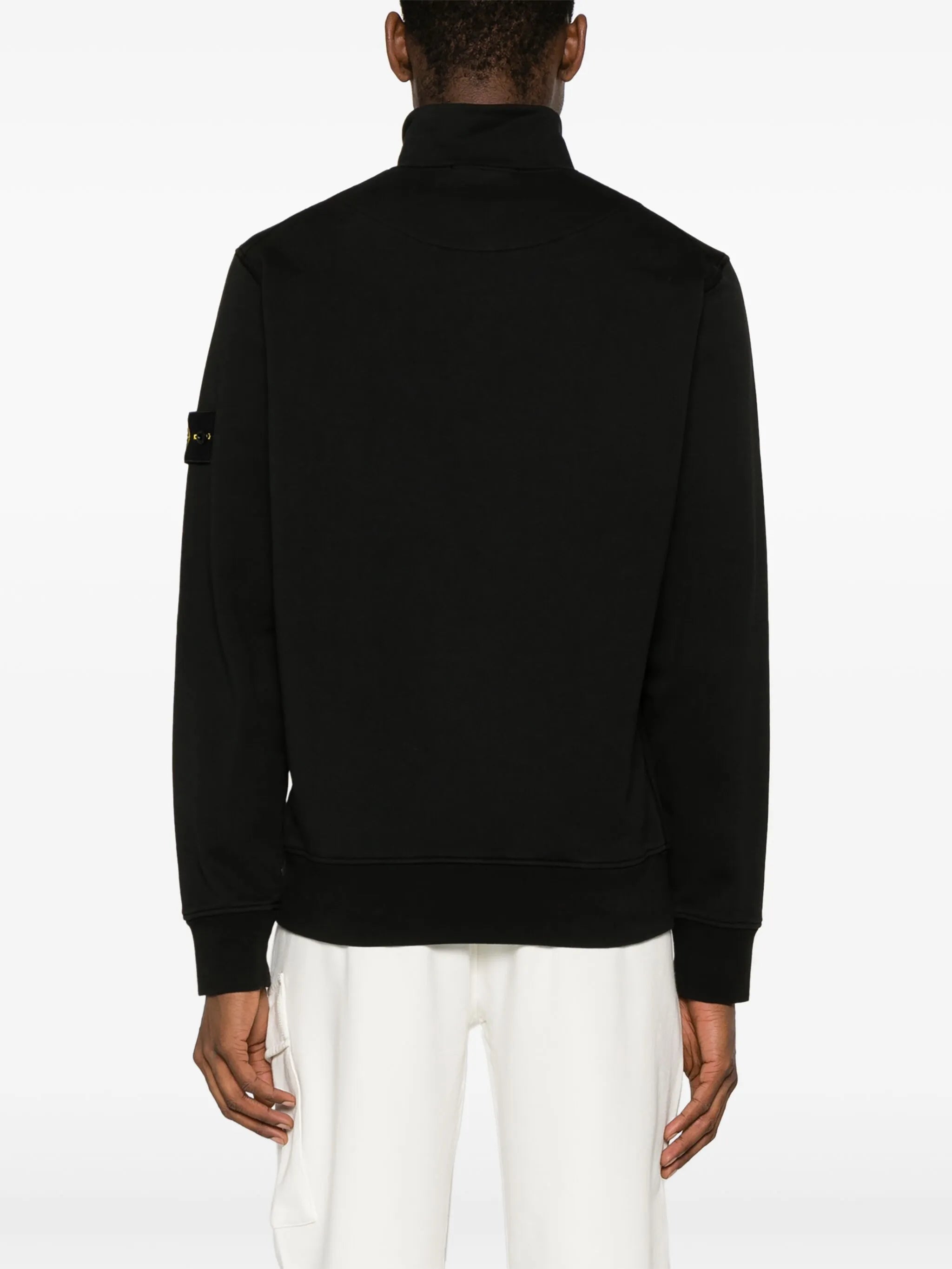 Compass-patch zip-up sweatshirt