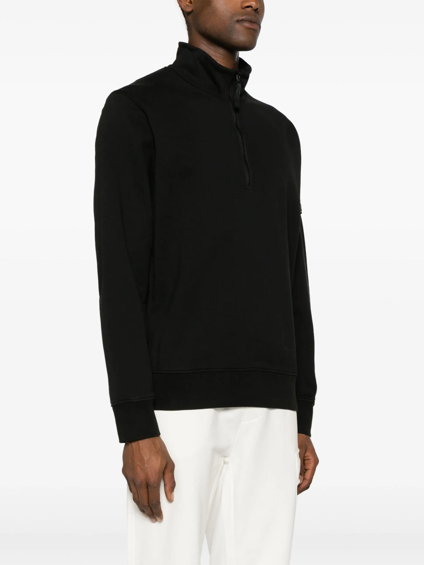 Compass-patch zip-up sweatshirt