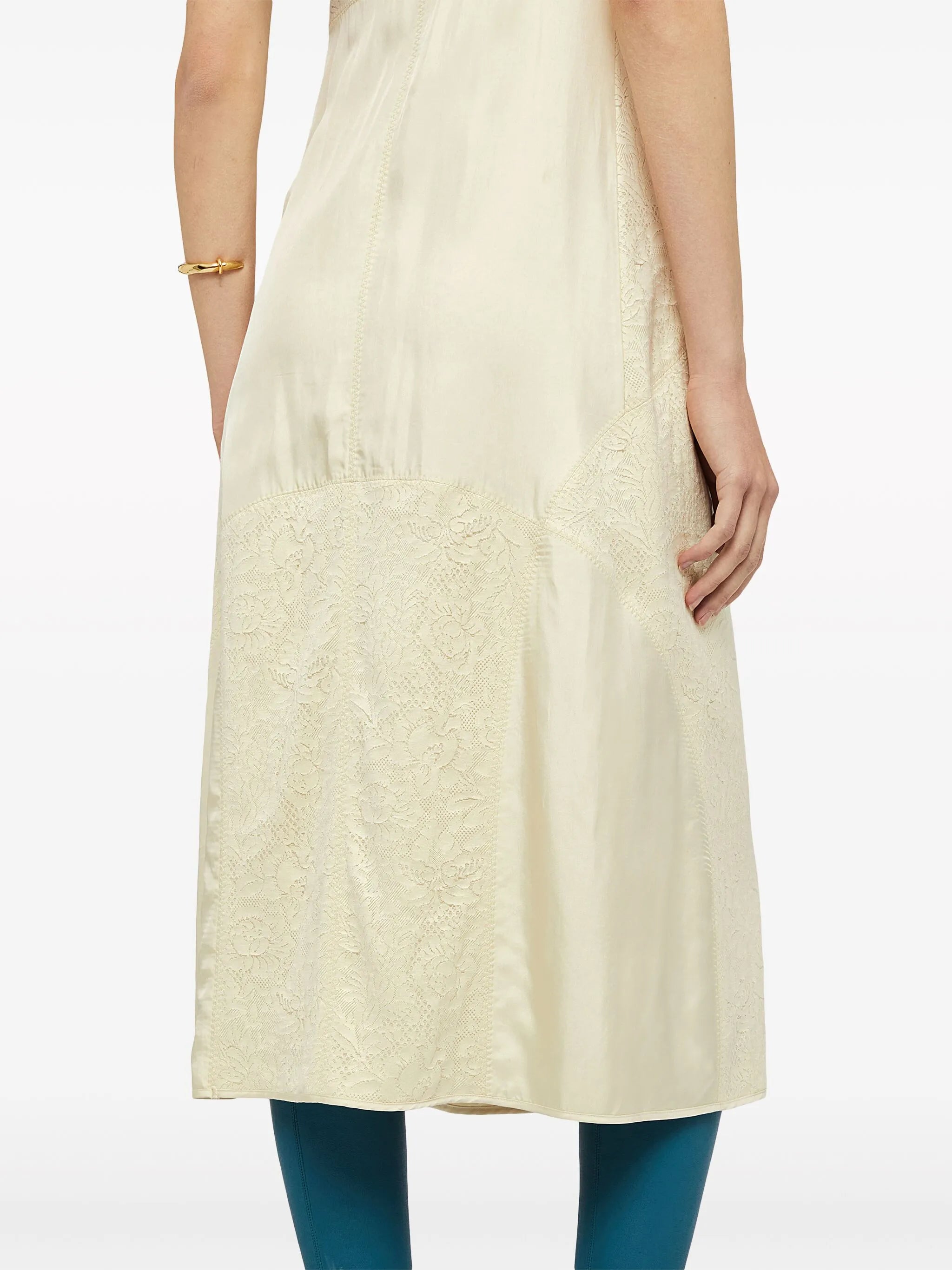 lace-embroidery square-neck midi dress