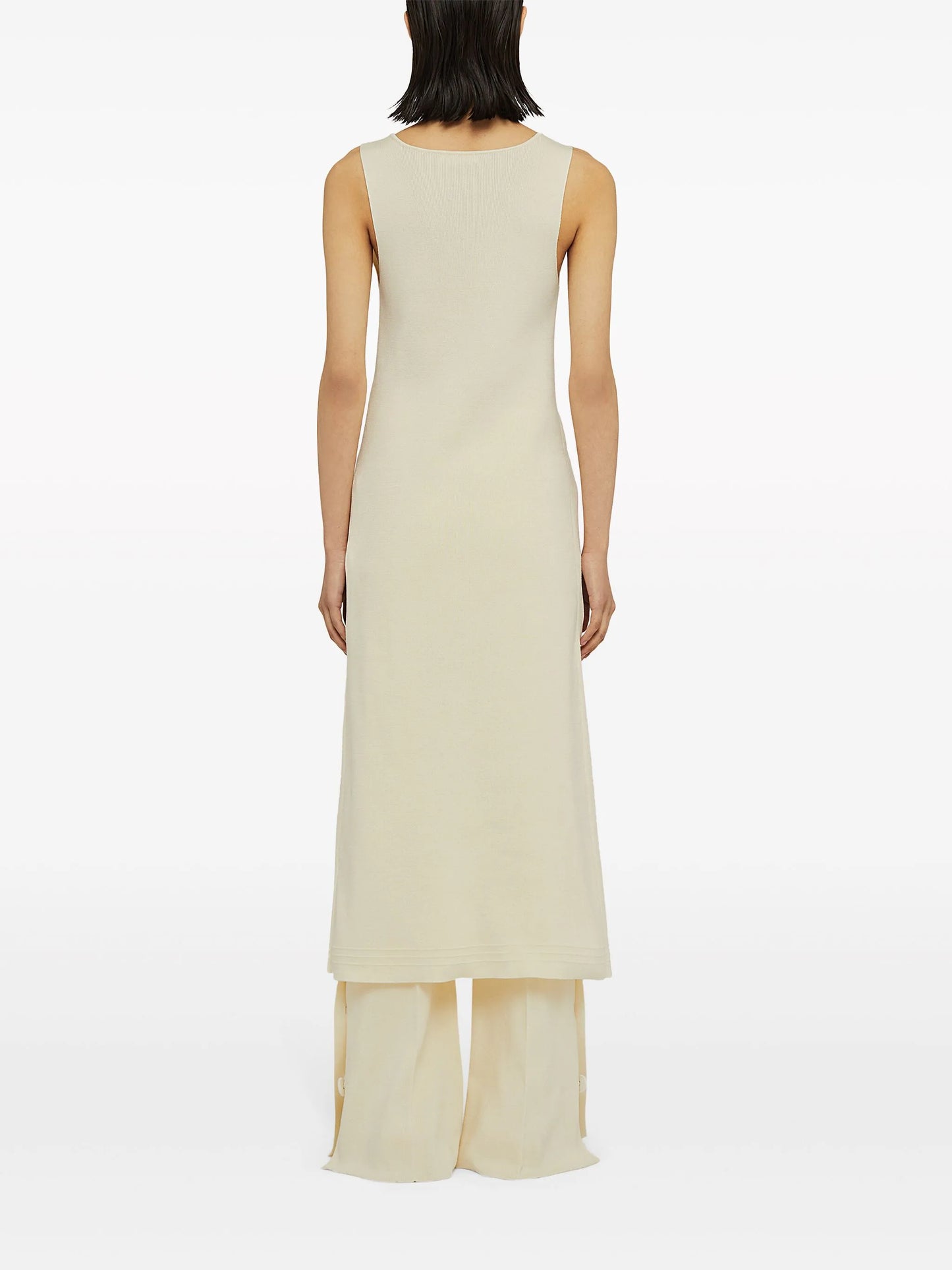 V-neck ribbed midi dress